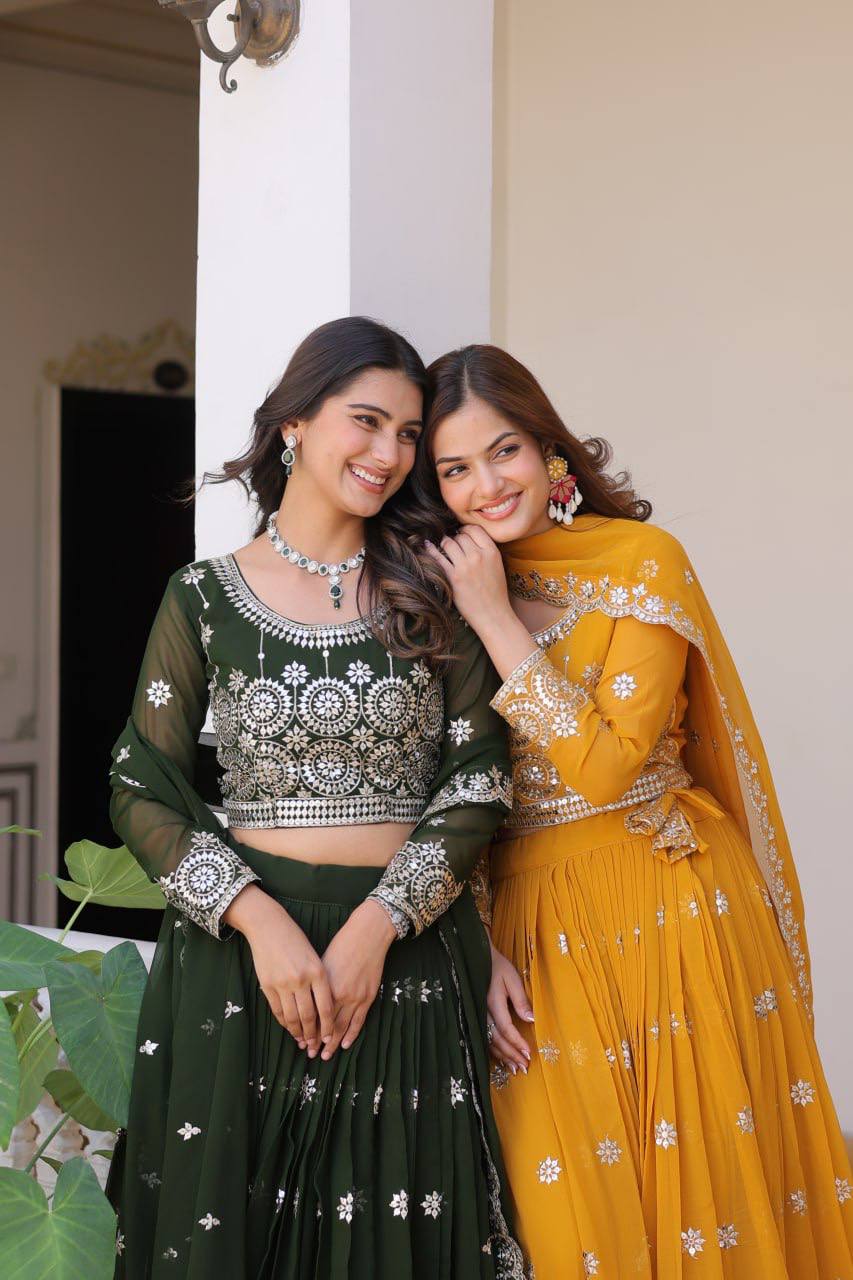 Luminous Faux Georgette Sequins Embroidered Lehenga Choli
