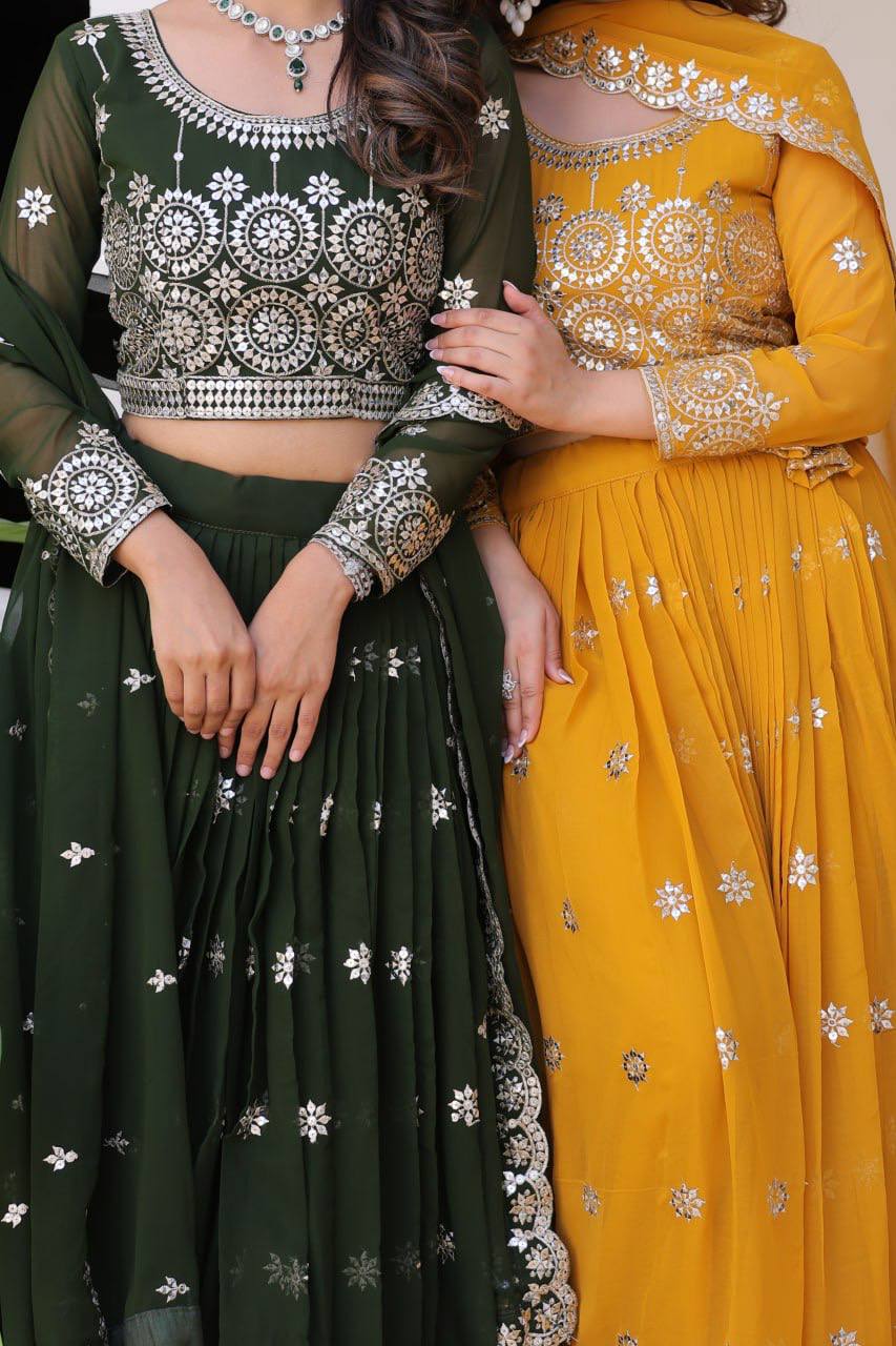 Luminous Faux Georgette Sequins Embroidered Lehenga Choli
