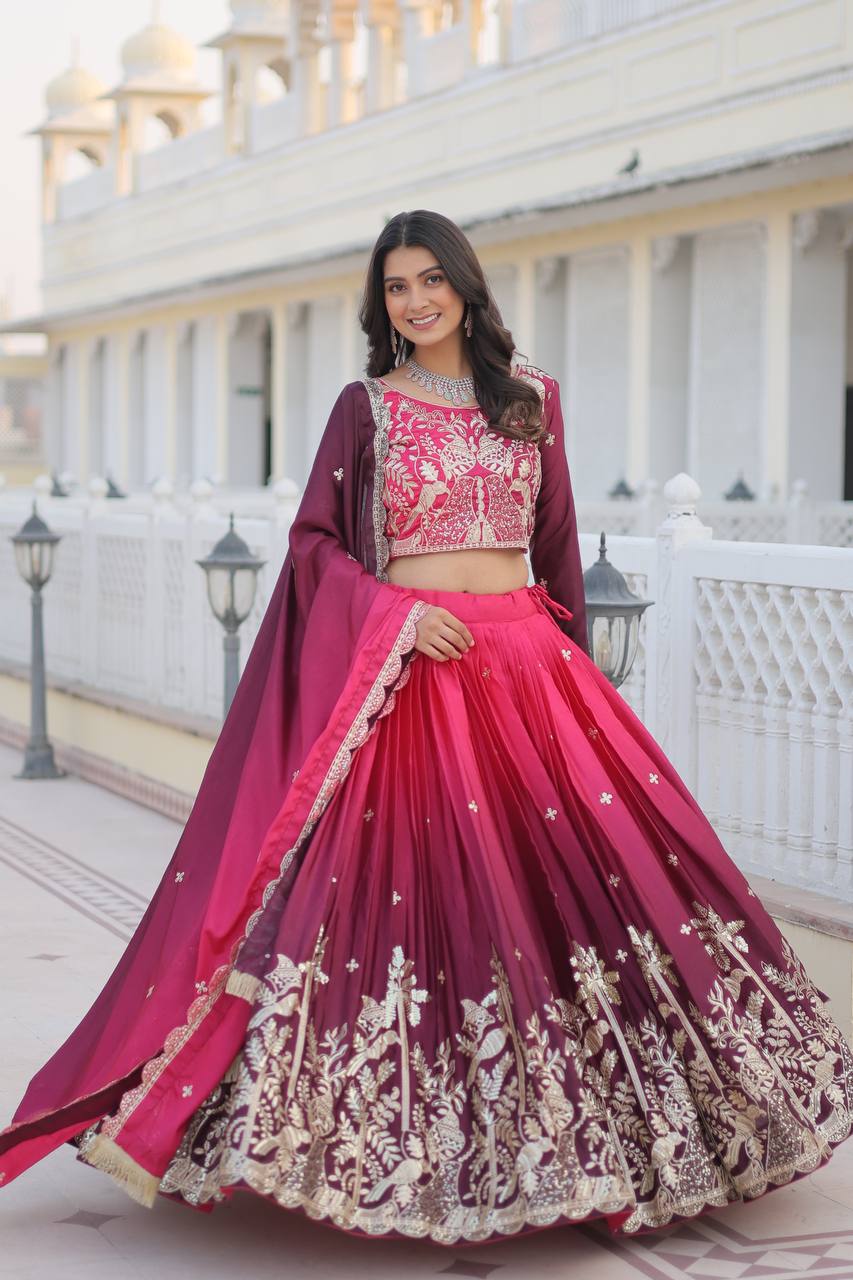 Alluring Pure Padding Chinon Heavy Sequins Embroidered Lehenga Choli Set