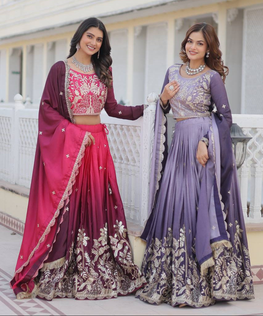 Alluring Pure Padding Chinon Heavy Sequins Embroidered Lehenga Choli Set