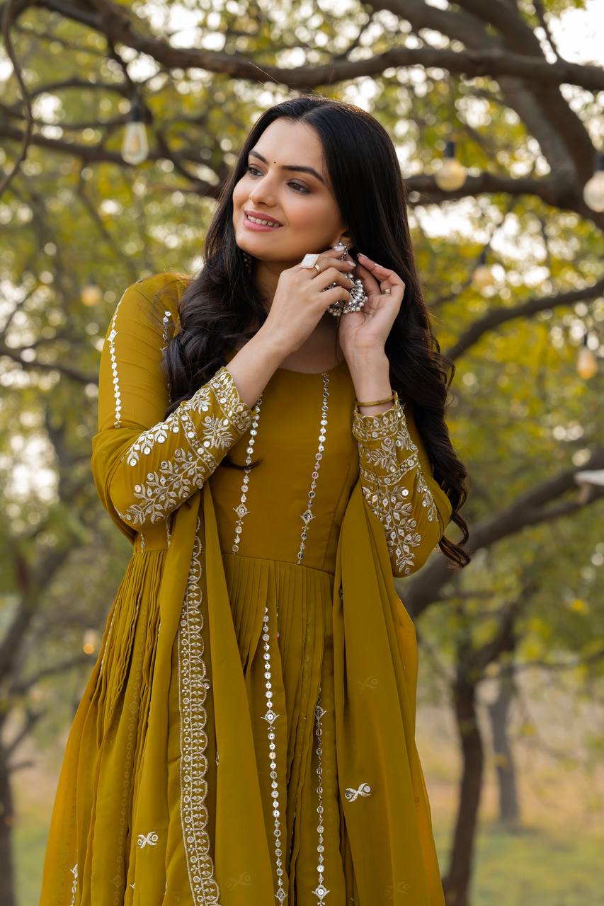 Glamorous Faux Georgette Gown 7mm Sequin Embroidery With Matching Dupatta
