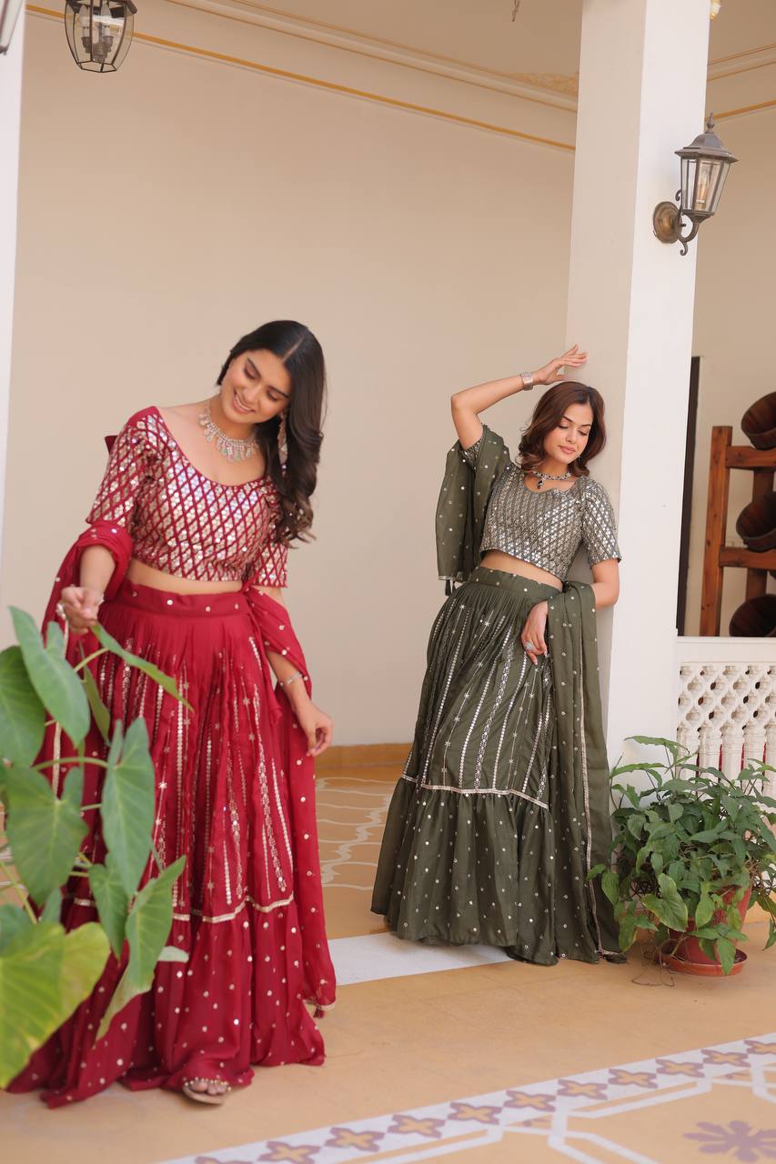 Stunning Star Georgette Lehenga Choli Set with 7mm Sequence Embroidery