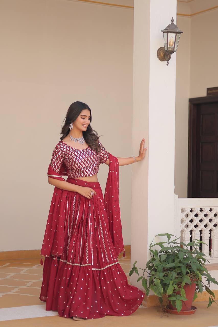 Stunning Star Georgette Lehenga Choli Set with 7mm Sequence Embroidery