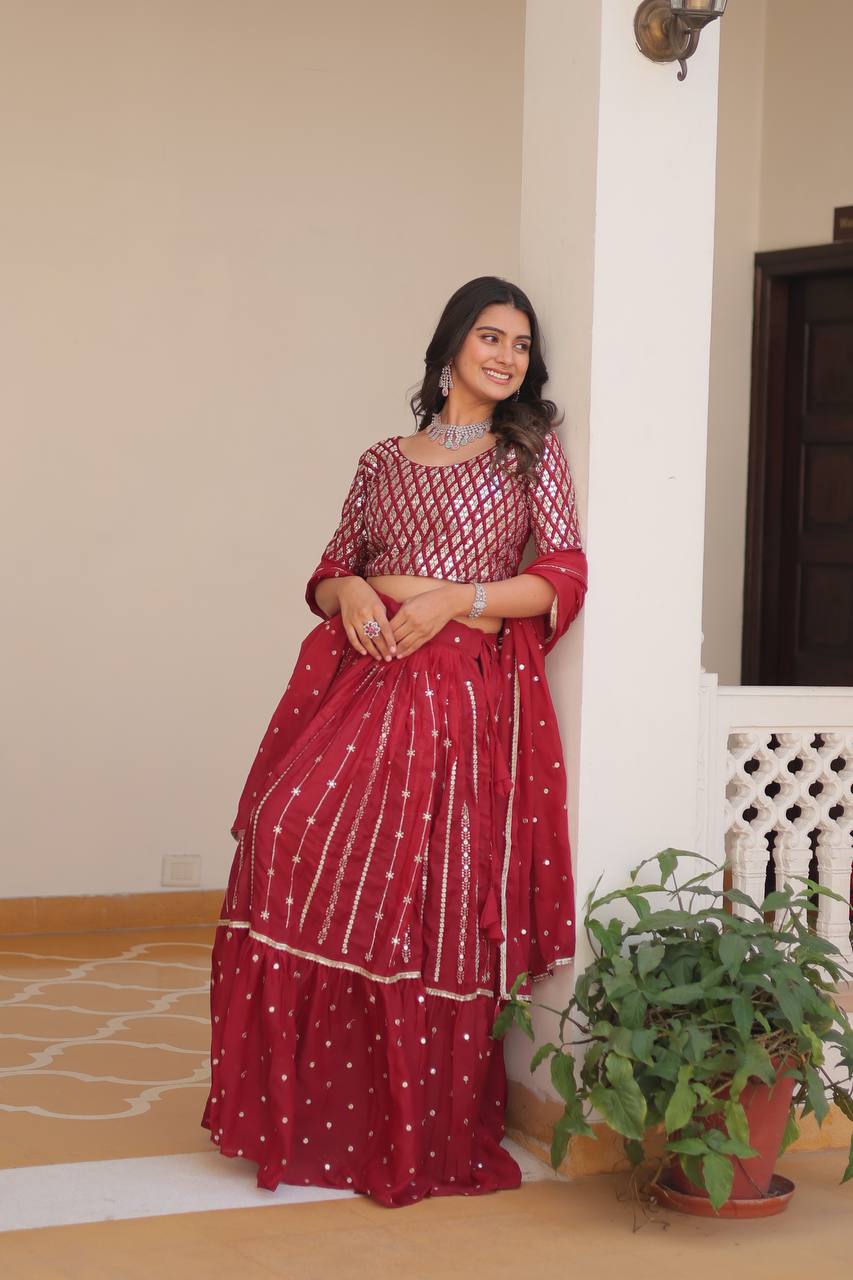 Stunning Star Georgette Lehenga Choli Set with 7mm Sequence Embroidery