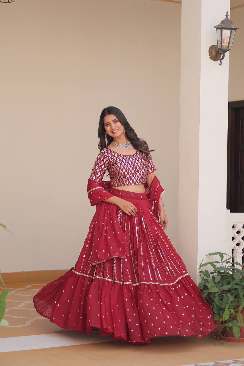 Stunning Star Georgette Lehenga Choli Set with 7mm Sequence Embroidery