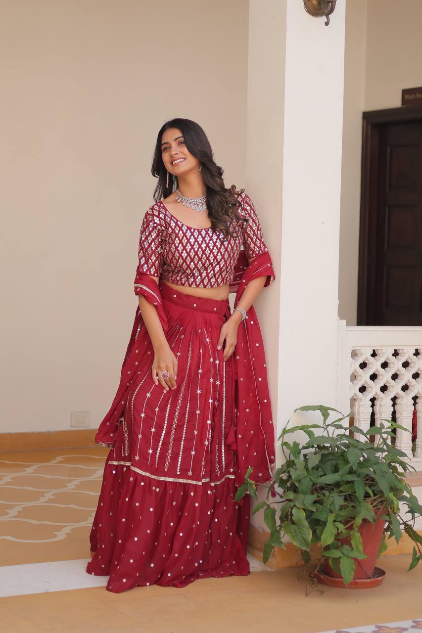 Stunning Star Georgette Lehenga Choli Set with 7mm Sequence Embroidery