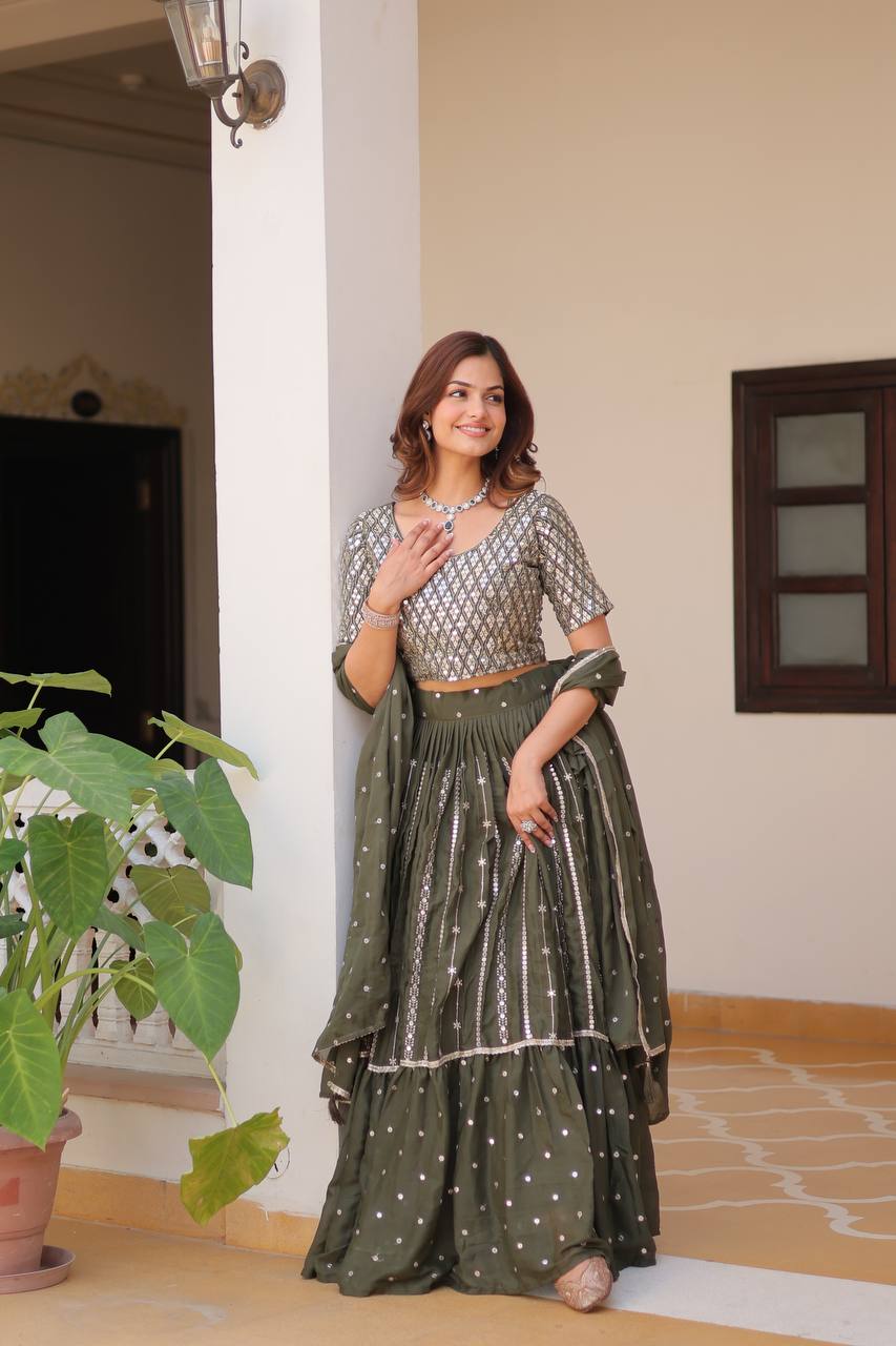 Stunning Star Georgette Lehenga Choli Set with 7mm Sequence Embroidery