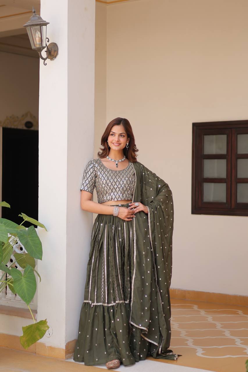 Stunning Star Georgette Lehenga Choli Set with 7mm Sequence Embroidery