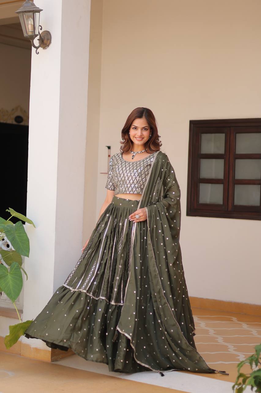 Stunning Star Georgette Lehenga Choli Set with 7mm Sequence Embroidery