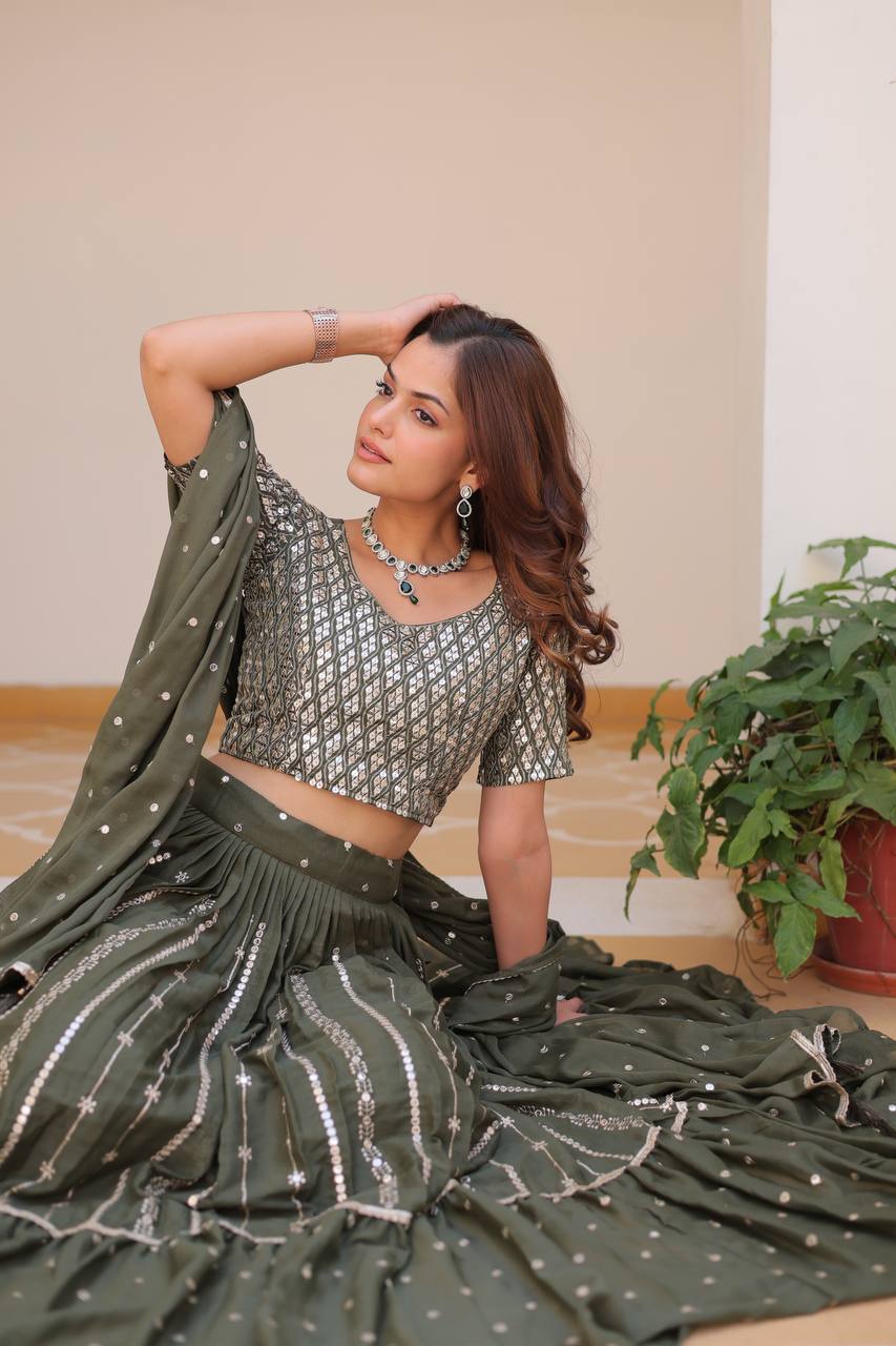Stunning Star Georgette Lehenga Choli Set with 7mm Sequence Embroidery