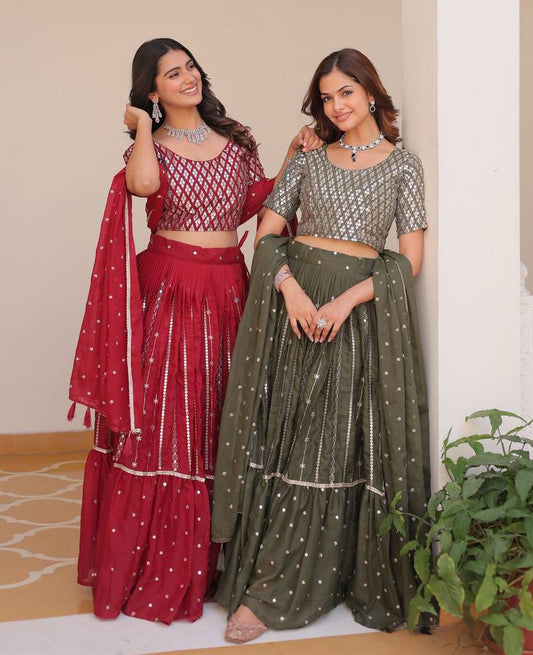 Stunning Star Georgette Lehenga Choli Set with 7mm Sequence Embroidery