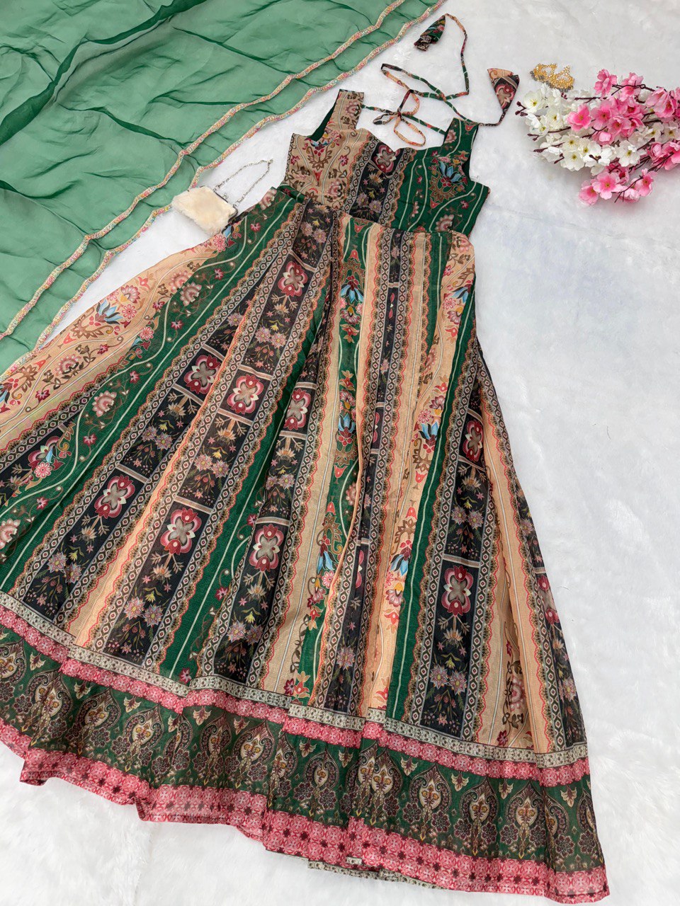 Exquisite Digital Printed Gown – A Statement of Grace & Elegance - INDIAN ELEGANCE