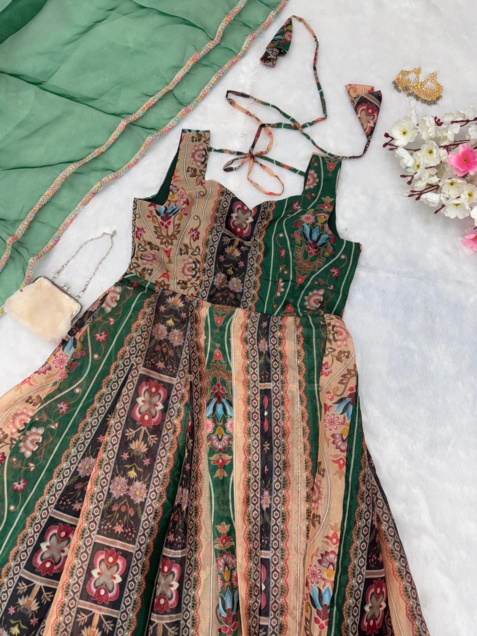 Exquisite Digital Printed Gown – A Statement of Grace & Elegance - INDIAN ELEGANCE