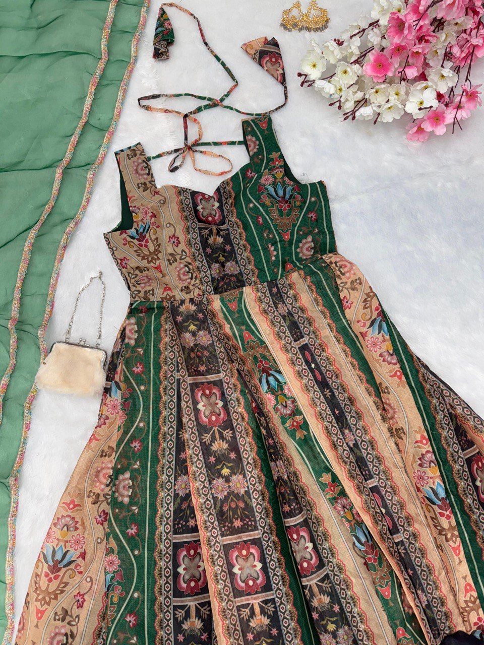Exquisite Digital Printed Gown – A Statement of Grace & Elegance - INDIAN ELEGANCE