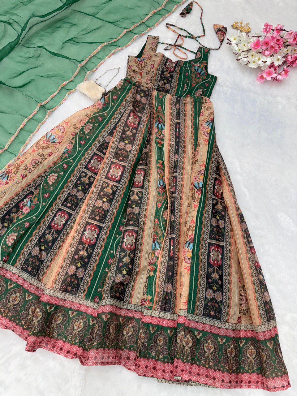 Exquisite Digital Printed Gown – A Statement of Grace & Elegance - INDIAN ELEGANCE