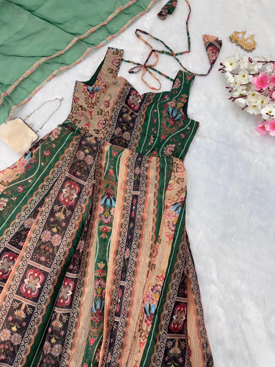 Exquisite Digital Printed Gown – A Statement of Grace & Elegance - INDIAN ELEGANCE