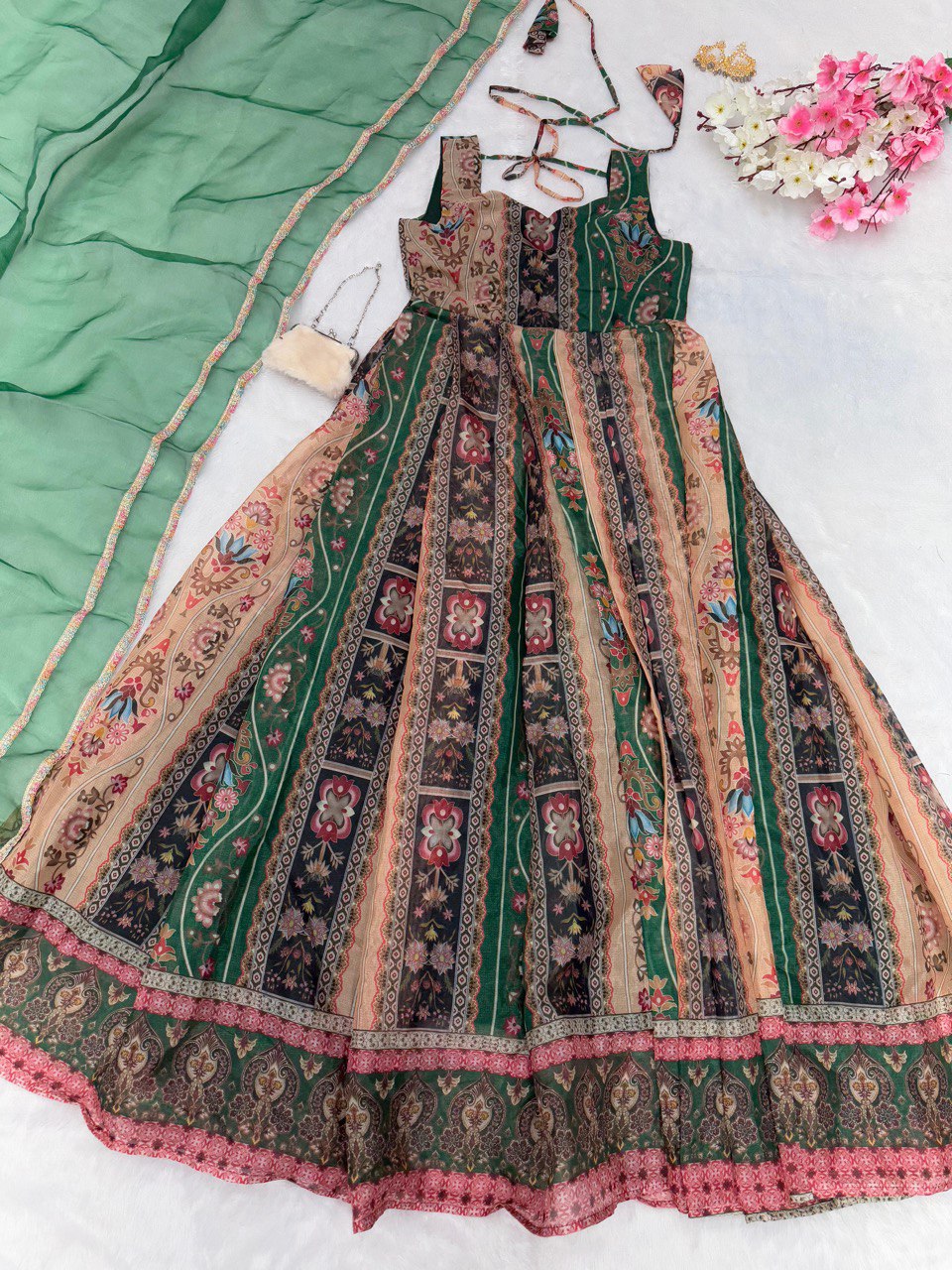 Exquisite Digital Printed Gown – A Statement of Grace & Elegance - INDIAN ELEGANCE