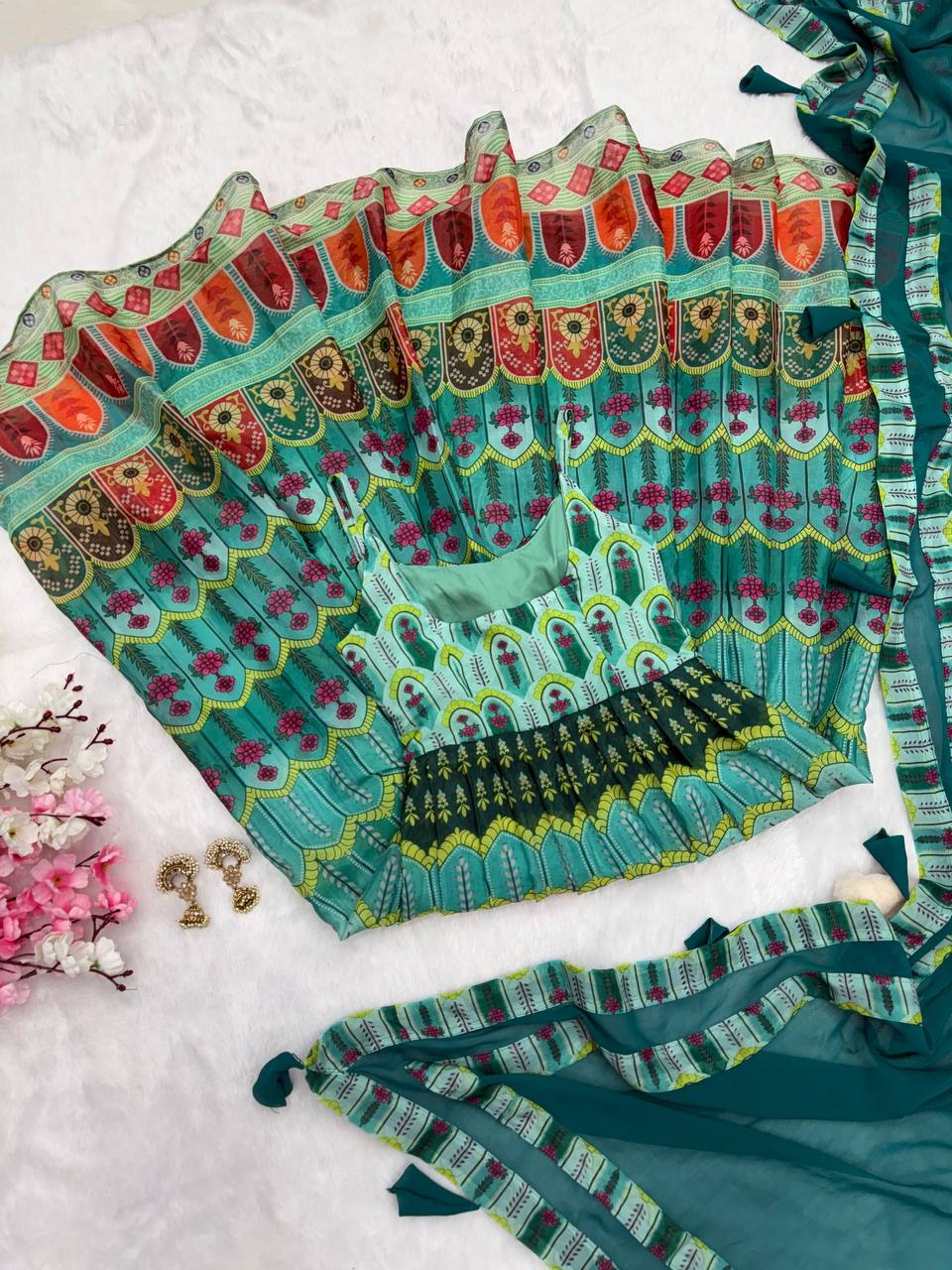 Ravishing Pure Jimmy Organza Silk Digital Printed Gown With Dupatta - INDIAN ELEGANCE