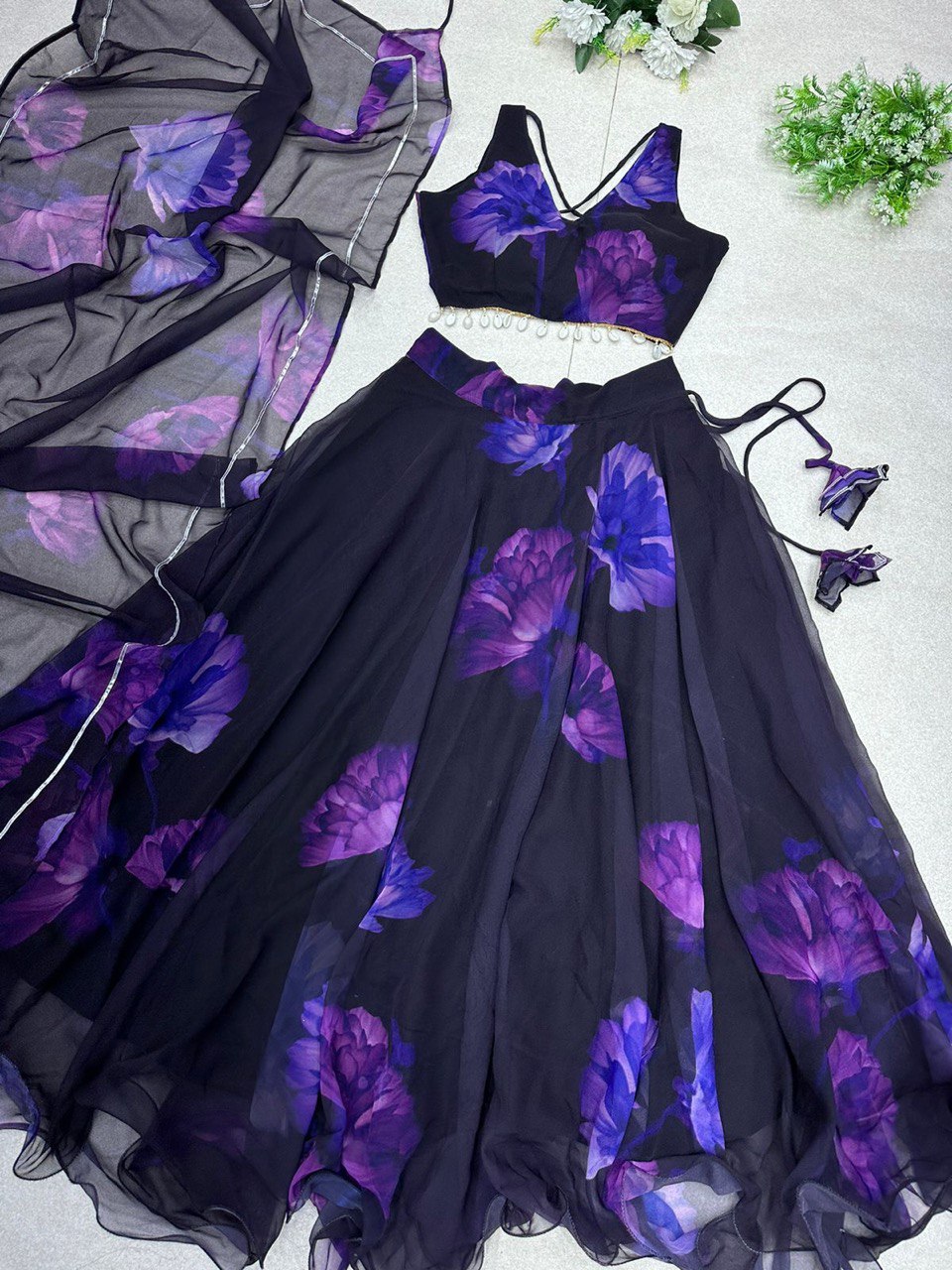 Graceful Georgette Digital Printed Lehenga Choli With Stitched Blouse - INDIAN ELEGANCE
