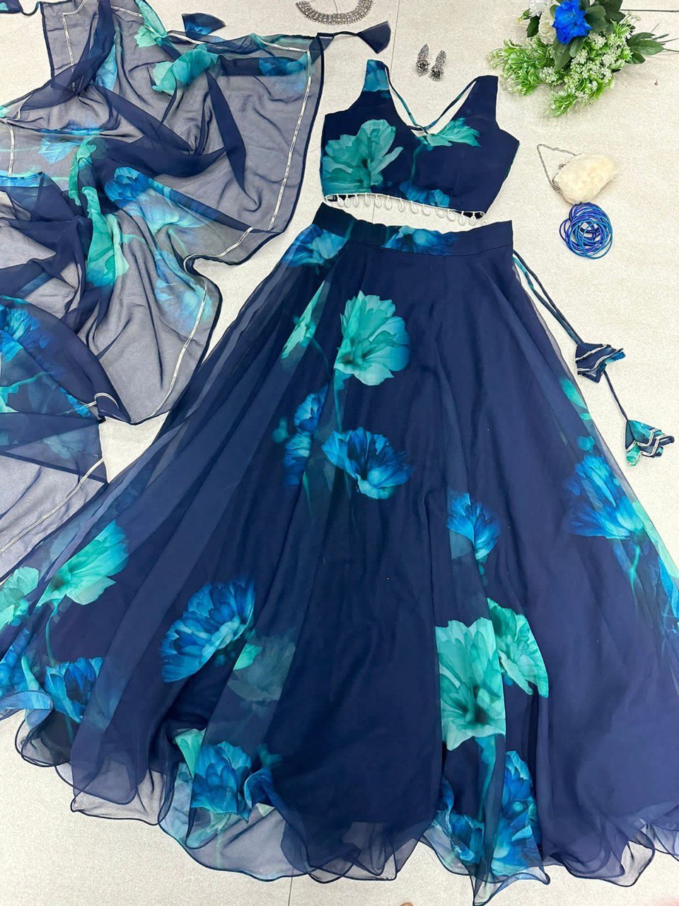 Graceful Georgette Digital Printed Lehenga Choli With Stitched Blouse - INDIAN ELEGANCE