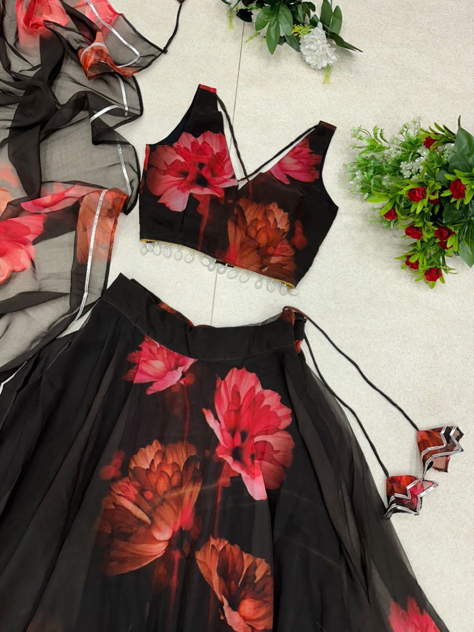Graceful Georgette Digital Printed Lehenga Choli With Stitched Blouse - INDIAN ELEGANCE