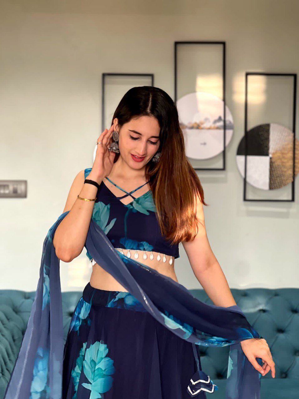 Graceful Georgette Digital Printed Lehenga Choli With Stitched Blouse - INDIAN ELEGANCE