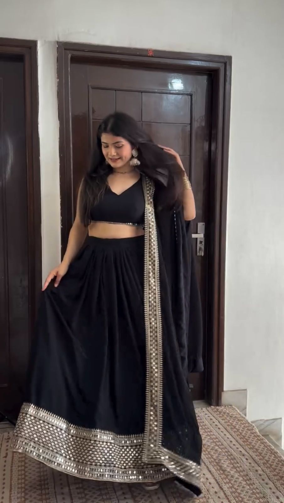 Black Georgette Sequin Work Lehenga Choli for Women – Festive & Wedding Wear