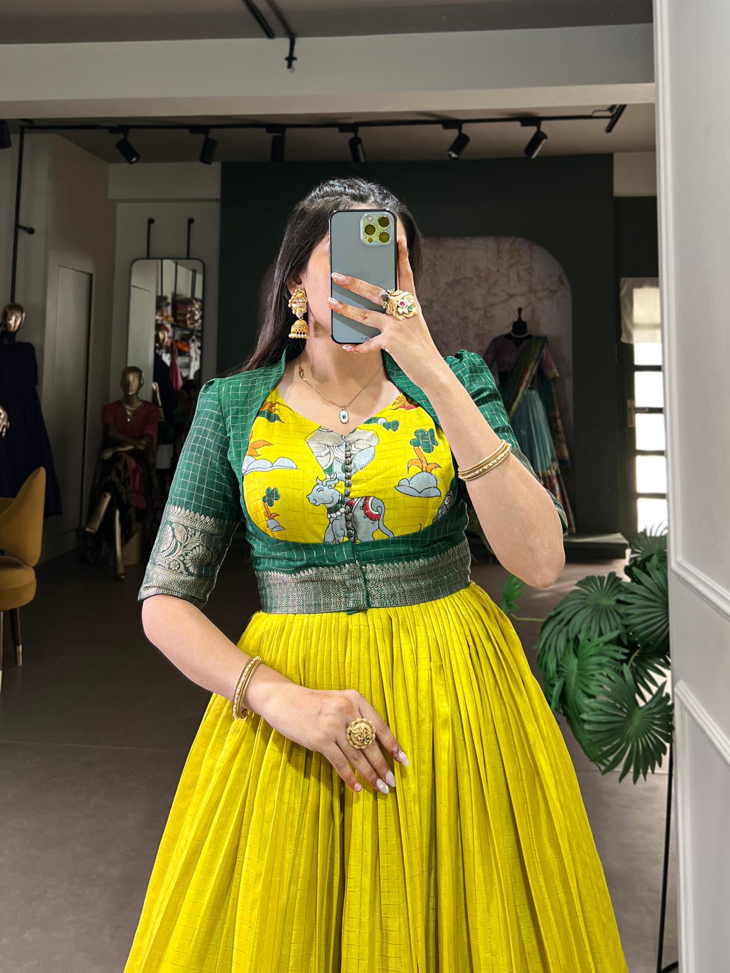 Radiant Dola Silk Kalamkari Printed Gown With Koti