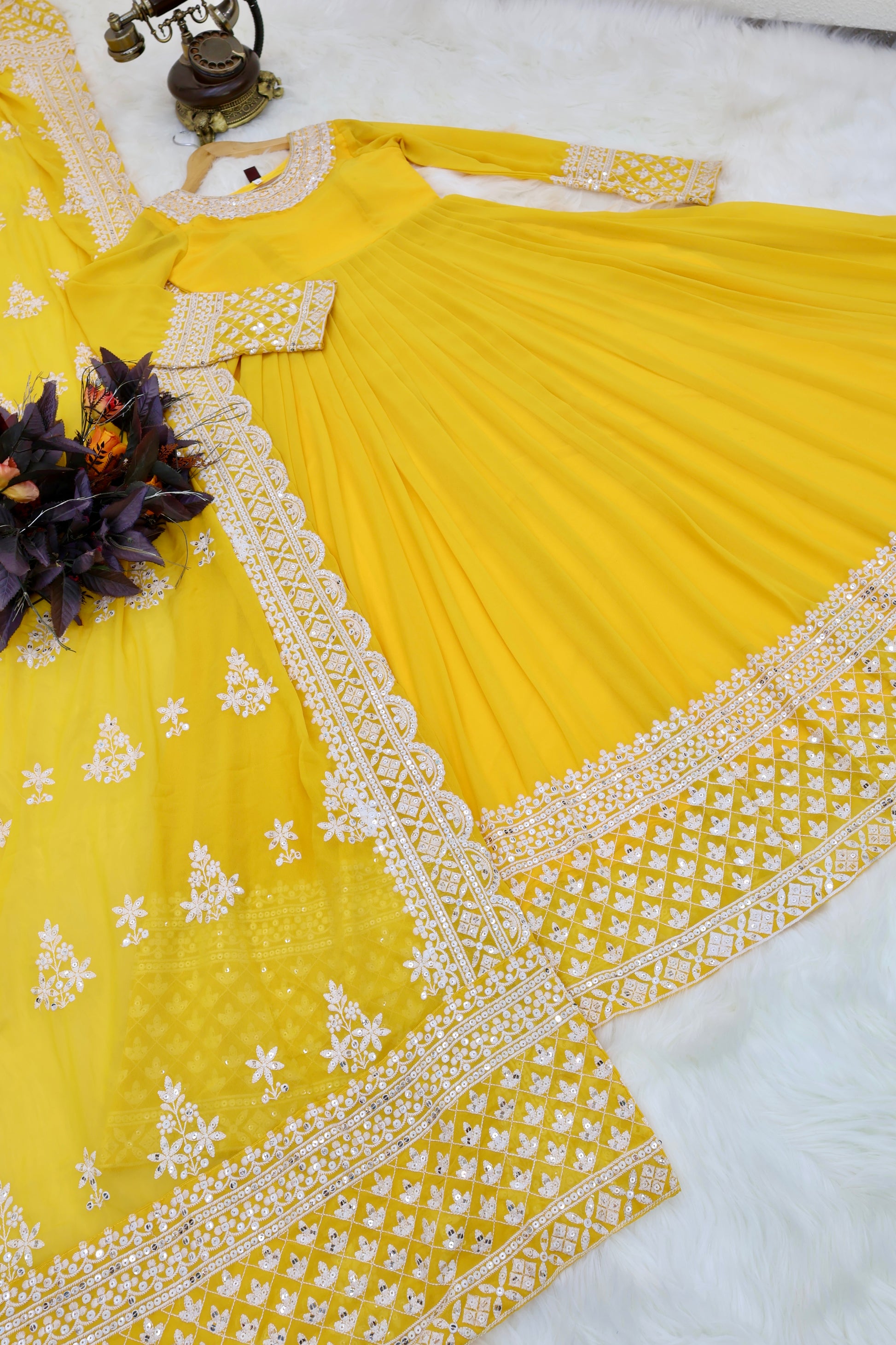 Breathtaking Faux Georgette Sequins Cording Worked Designer Gown - INDIAN ELEGANCE