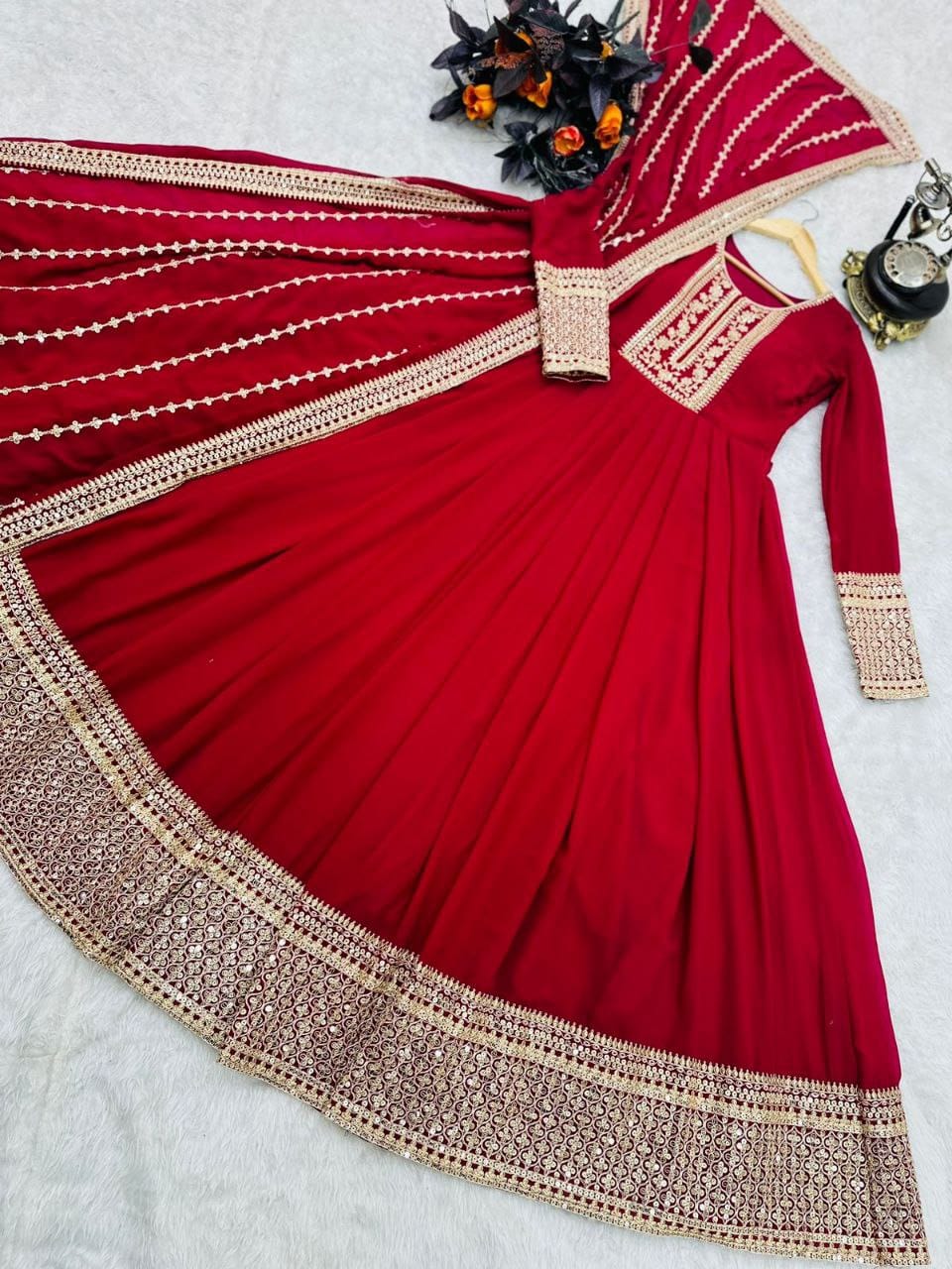 Breathtaking Faux Georgette Sequins Cording Worked Designer Gown - INDIAN ELEGANCE