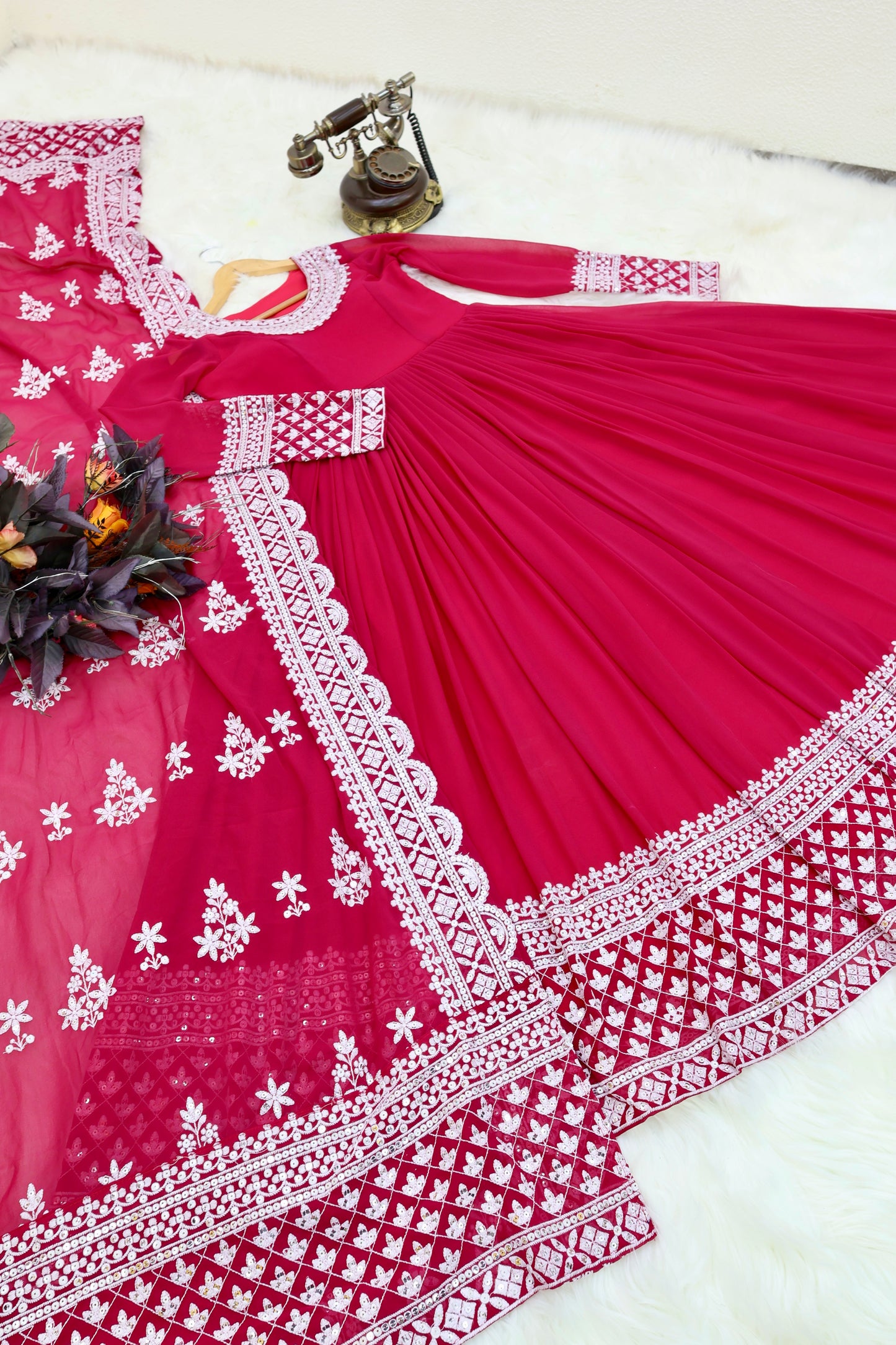 Breathtaking Faux Georgette Sequins Cording Worked Designer Gown - INDIAN ELEGANCE