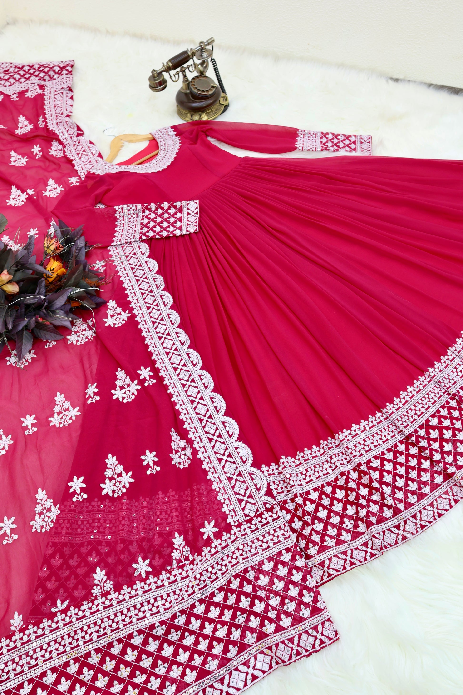 Breathtaking Faux Georgette Sequins Cording Worked Designer Gown - INDIAN ELEGANCE