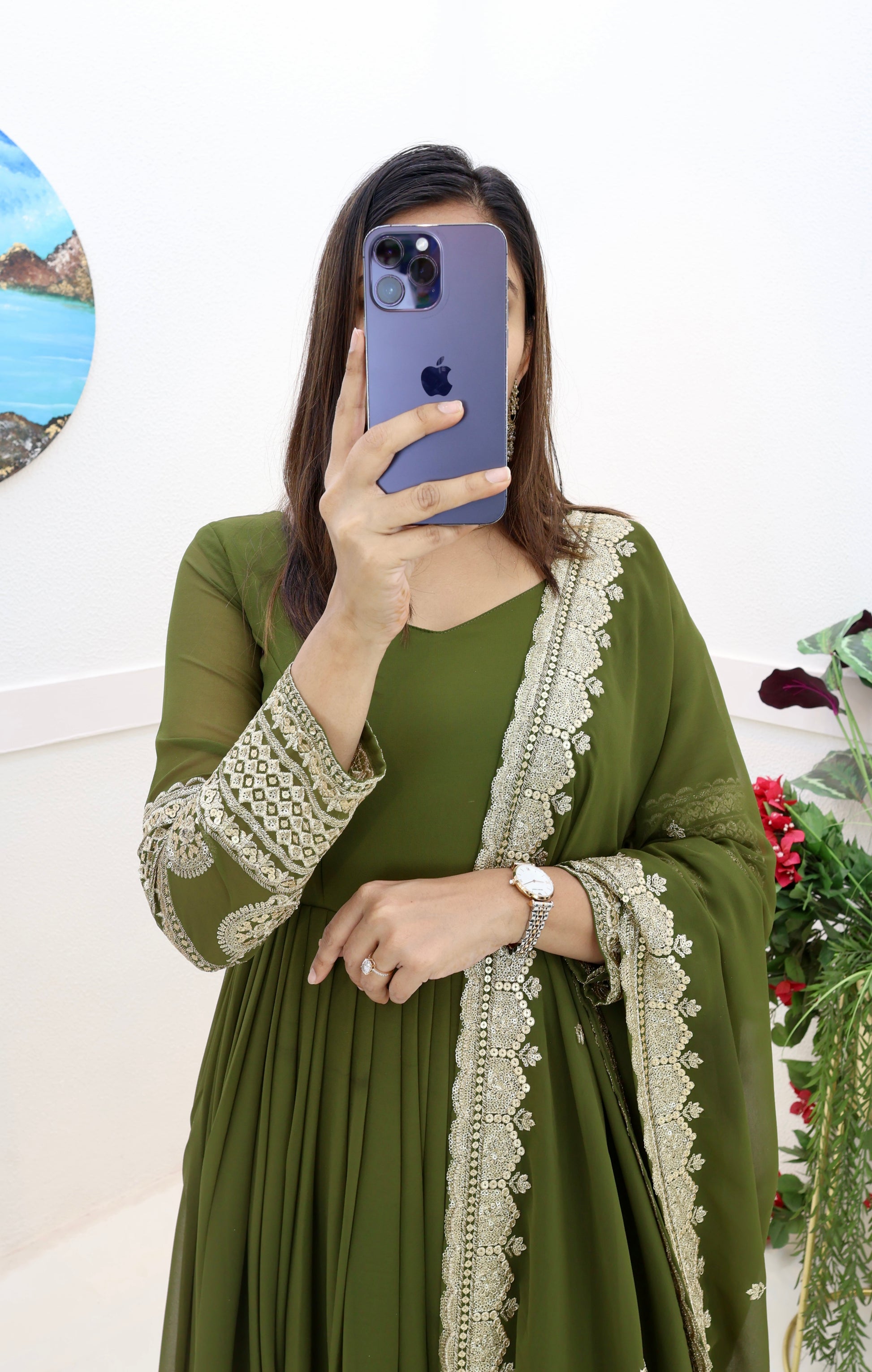 Breathtaking Faux Georgette Sequins Cording Worked Designer Gown - INDIAN ELEGANCE