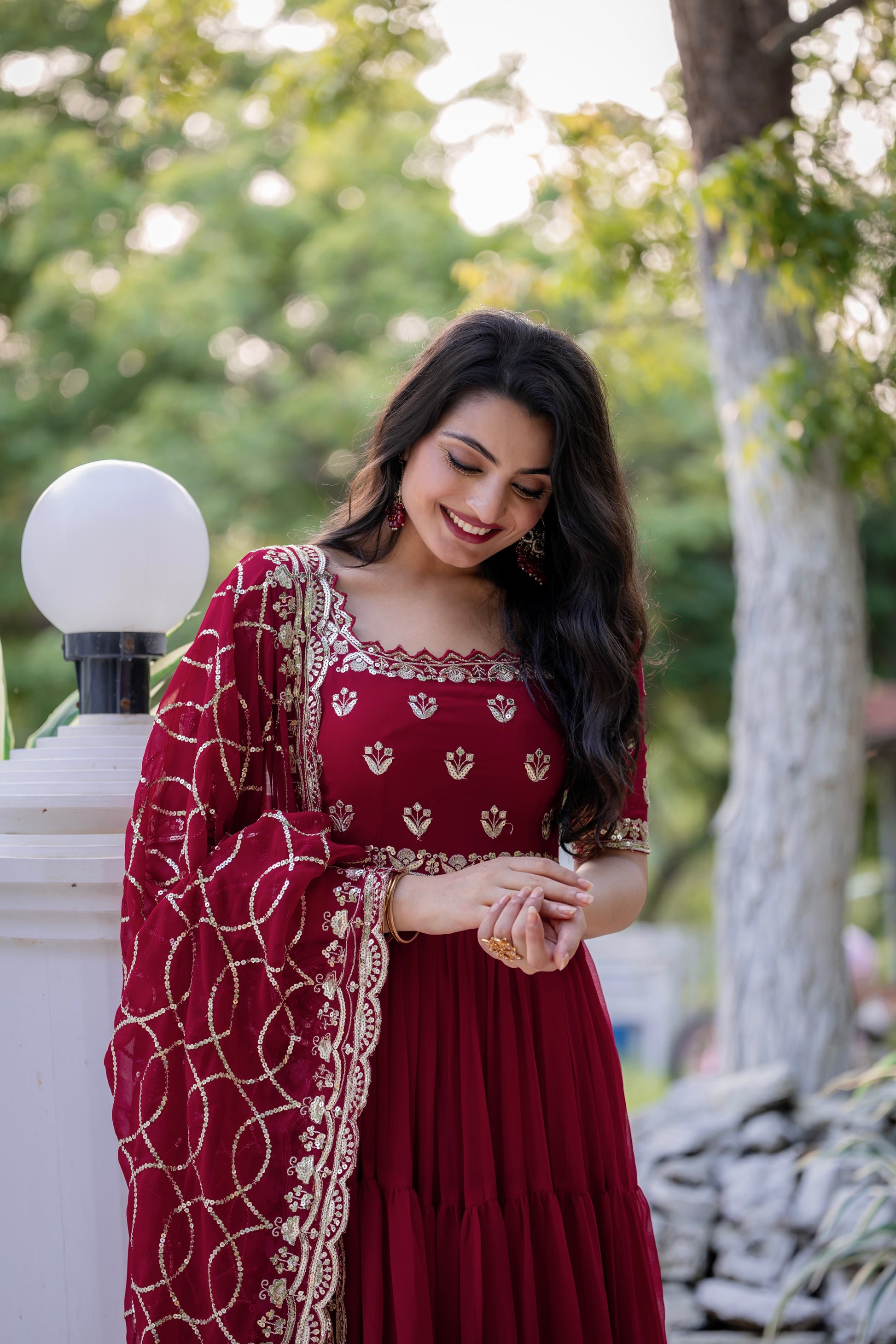 Magnificent Georgette Intricate Sequins Embroidered Suit - INDIAN ELEGANCE
