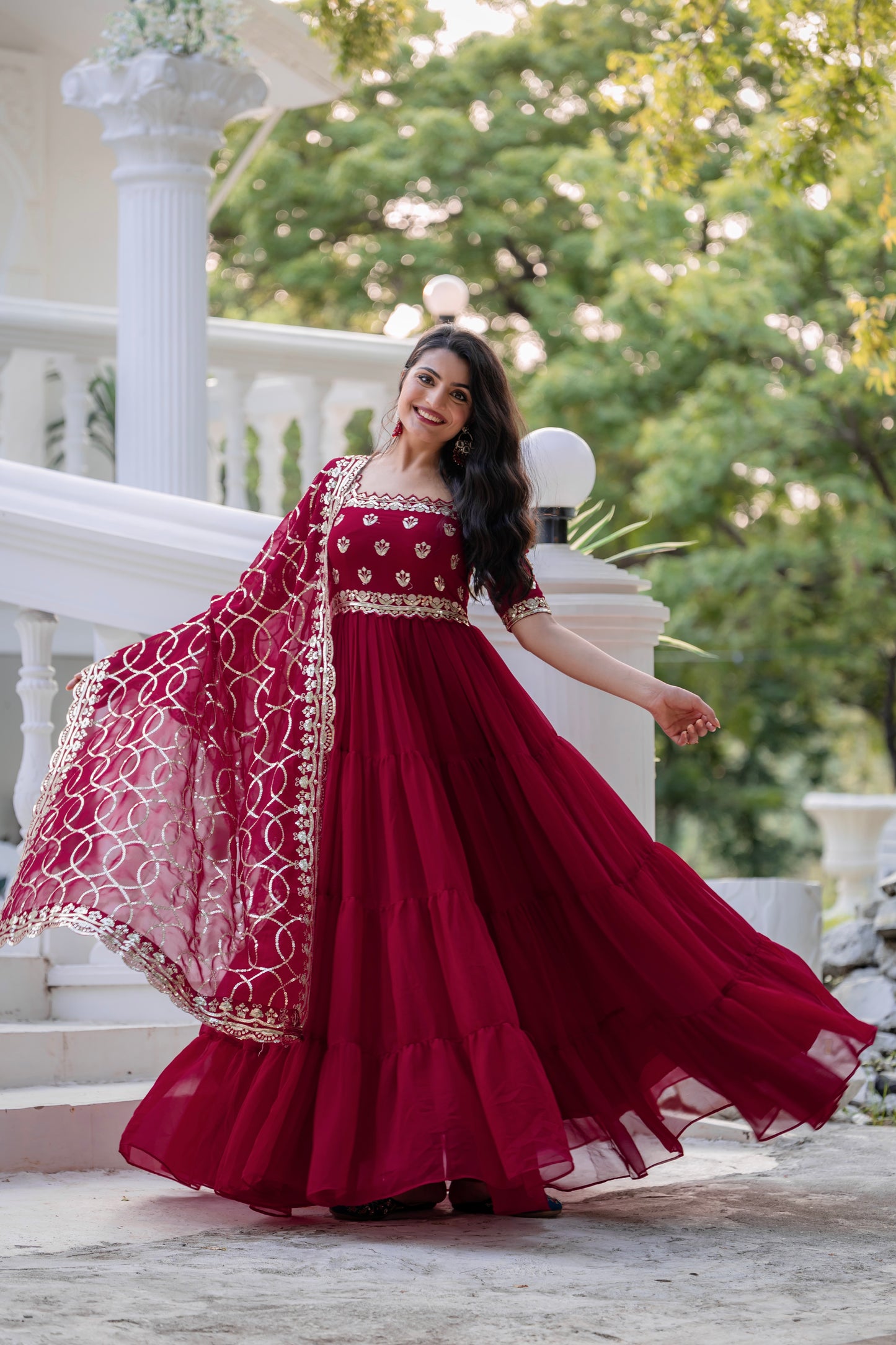 Magnificent Georgette Intricate Sequins Embroidered Suit - INDIAN ELEGANCE