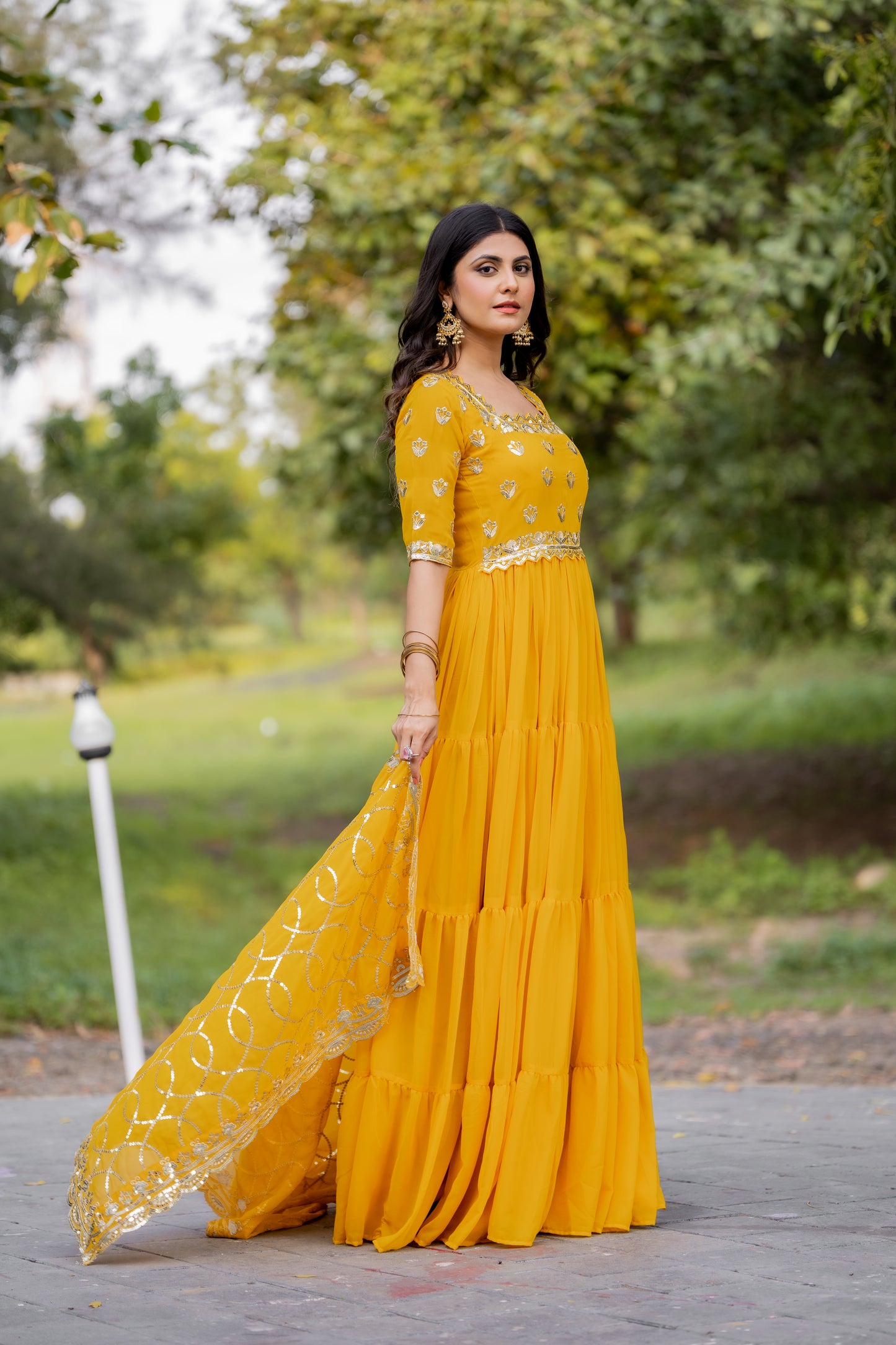 Magnificent Georgette Intricate Sequins Embroidered Suit - INDIAN ELEGANCE