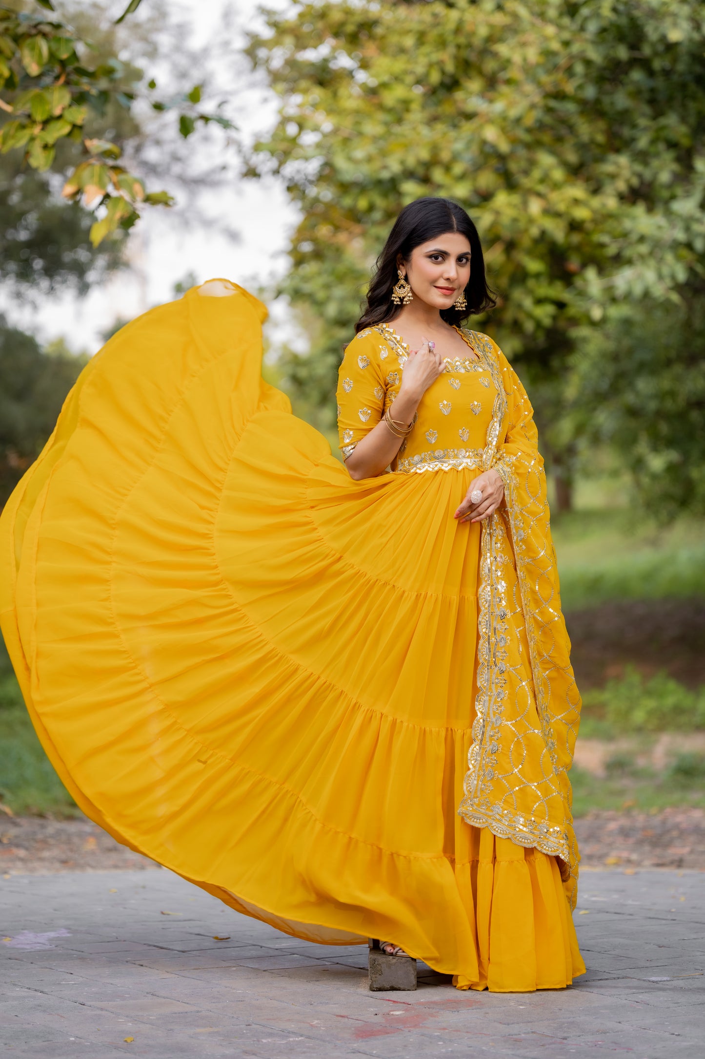 Magnificent Georgette Intricate Sequins Embroidered Suit - INDIAN ELEGANCE