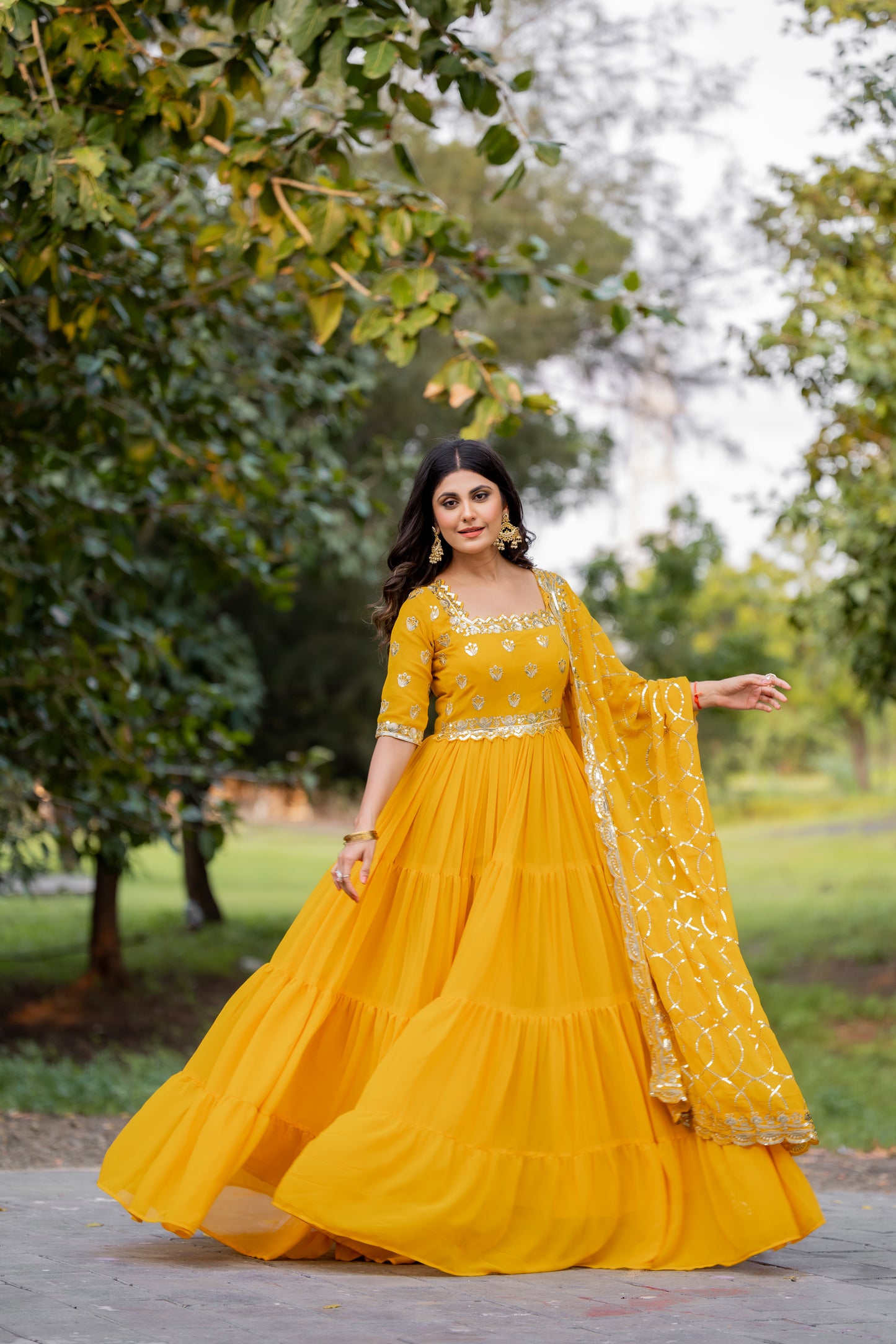Magnificent Georgette Intricate Sequins Embroidered Suit - INDIAN ELEGANCE