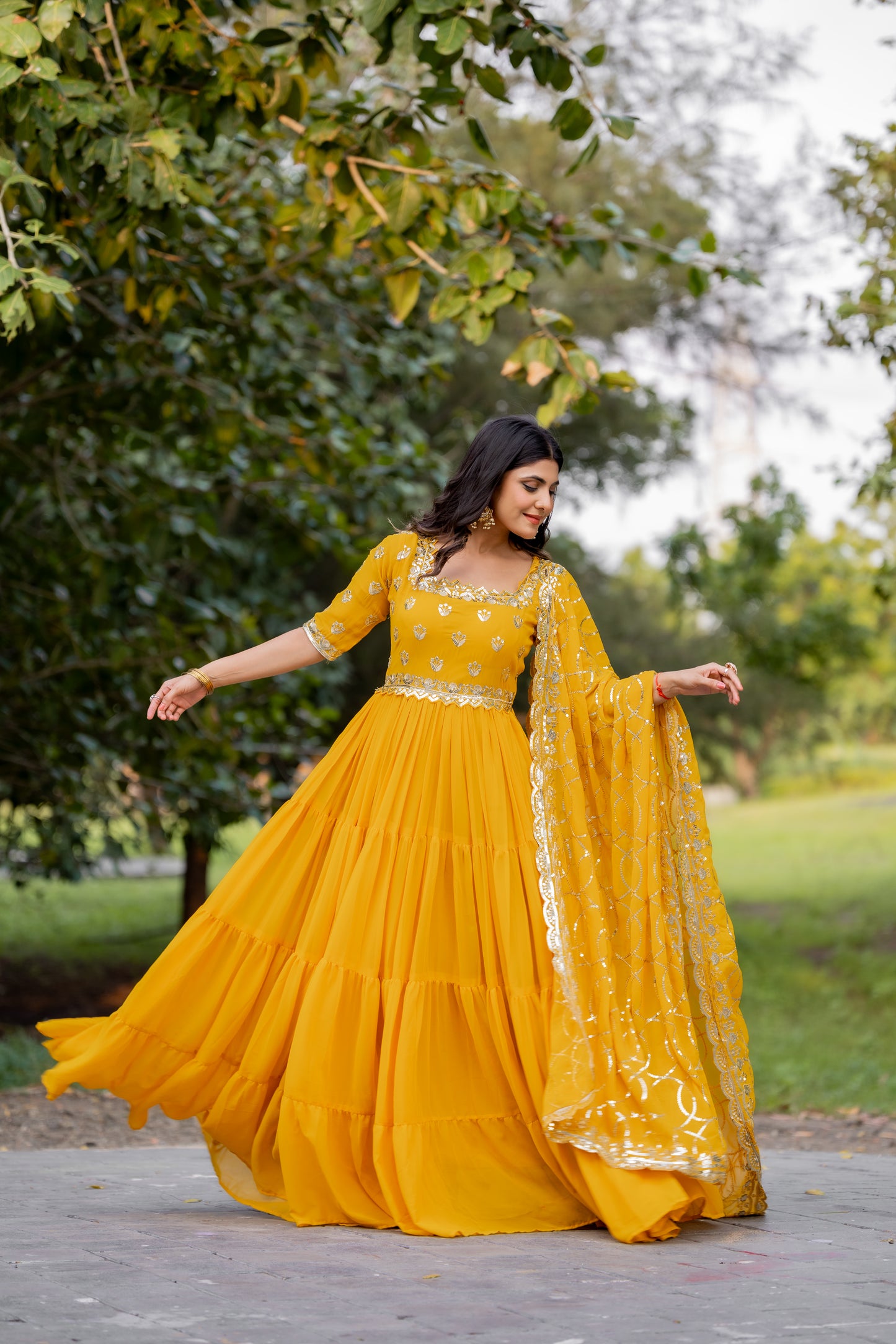 Magnificent Georgette Intricate Sequins Embroidered Suit - INDIAN ELEGANCE