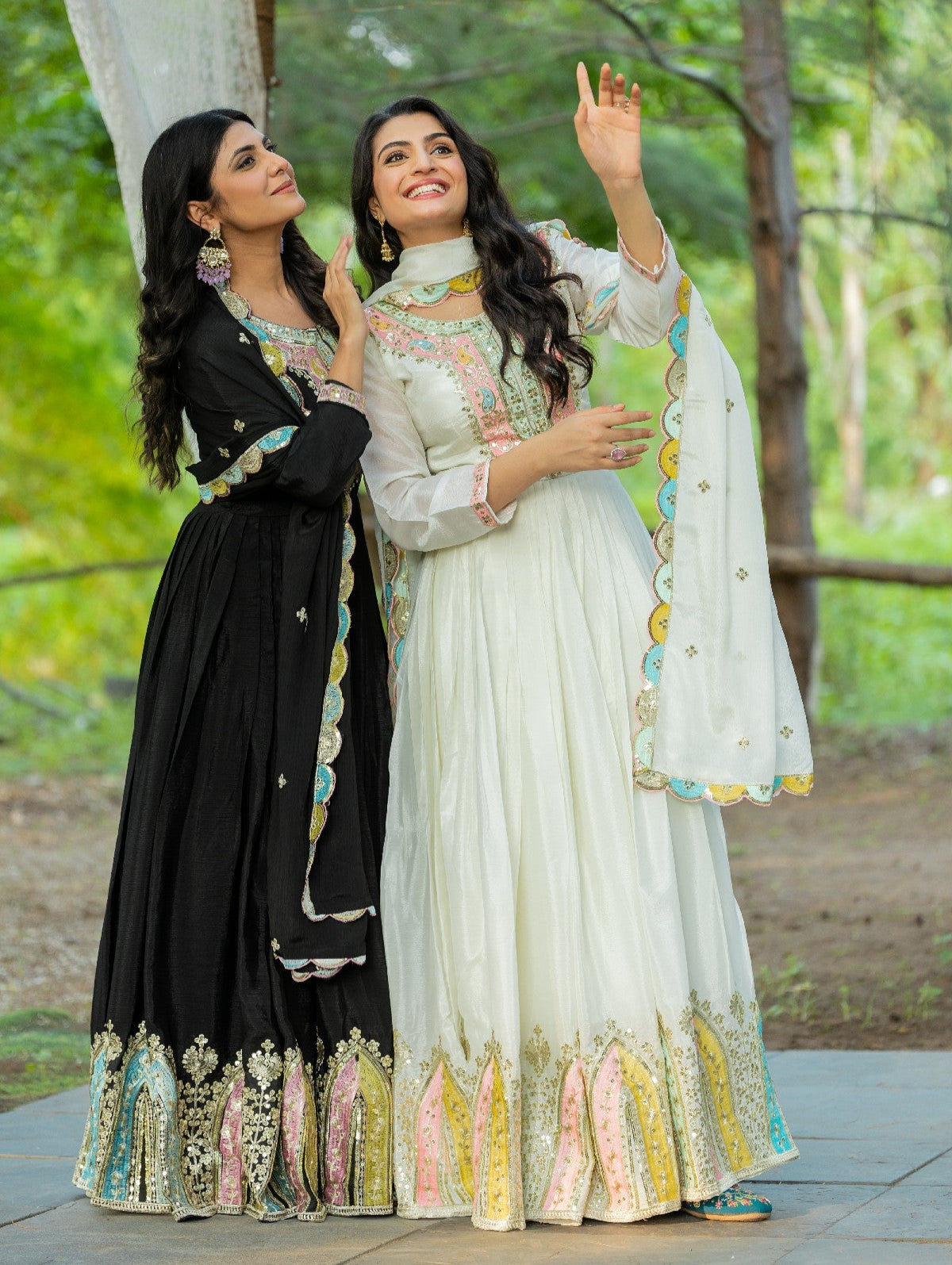 Graceful Embroidered Chinon Silk Fully Stitched Gown With Dupatta - INDIAN ELEGANCE