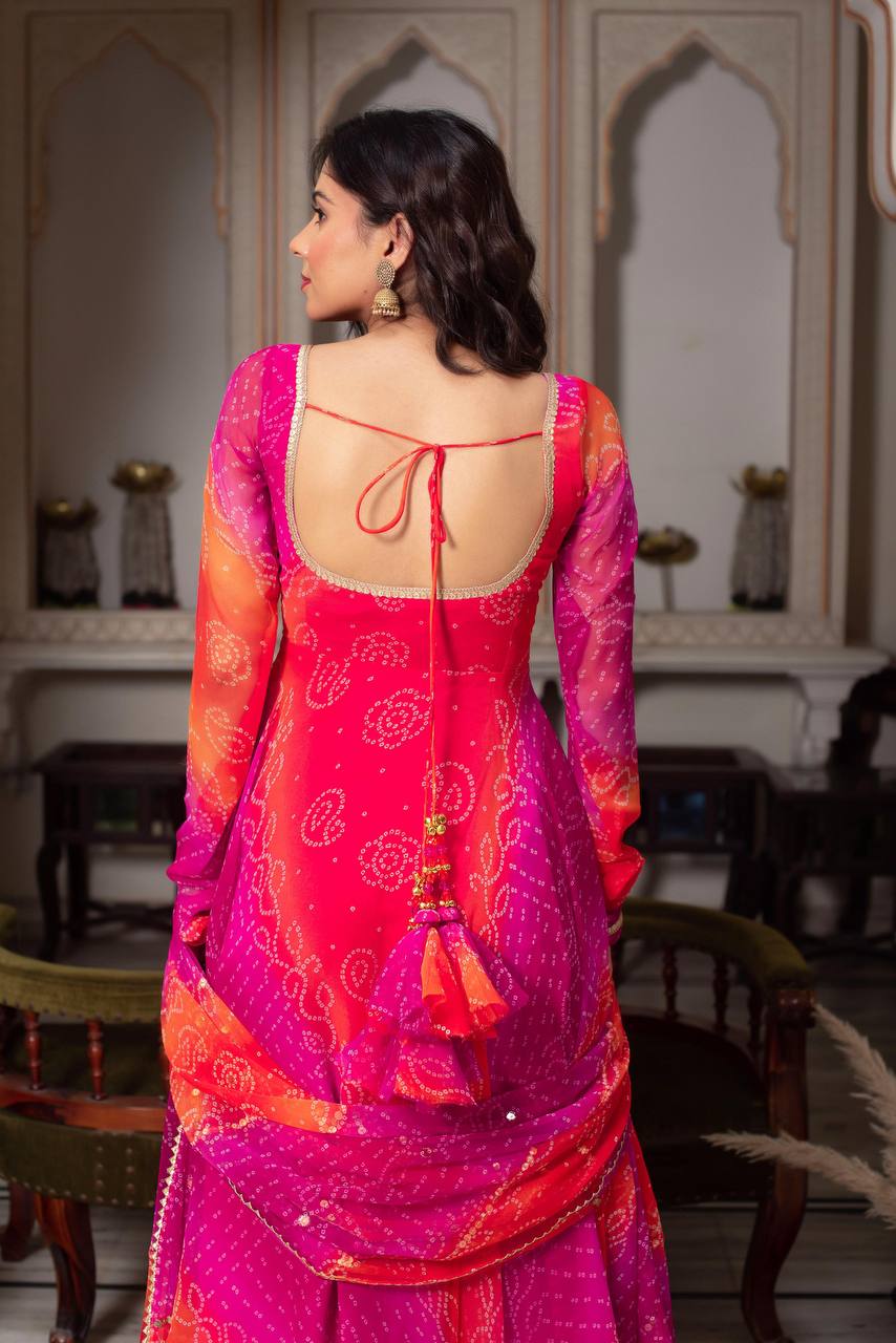 Luxury Digital Print Faux Georgette Anarkali Suit with Dupatta.
