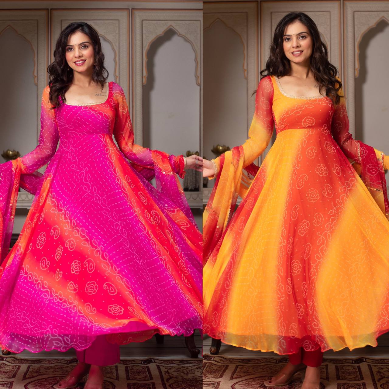 Luxury Digital Print Faux Georgette Anarkali Suit with Dupatta.