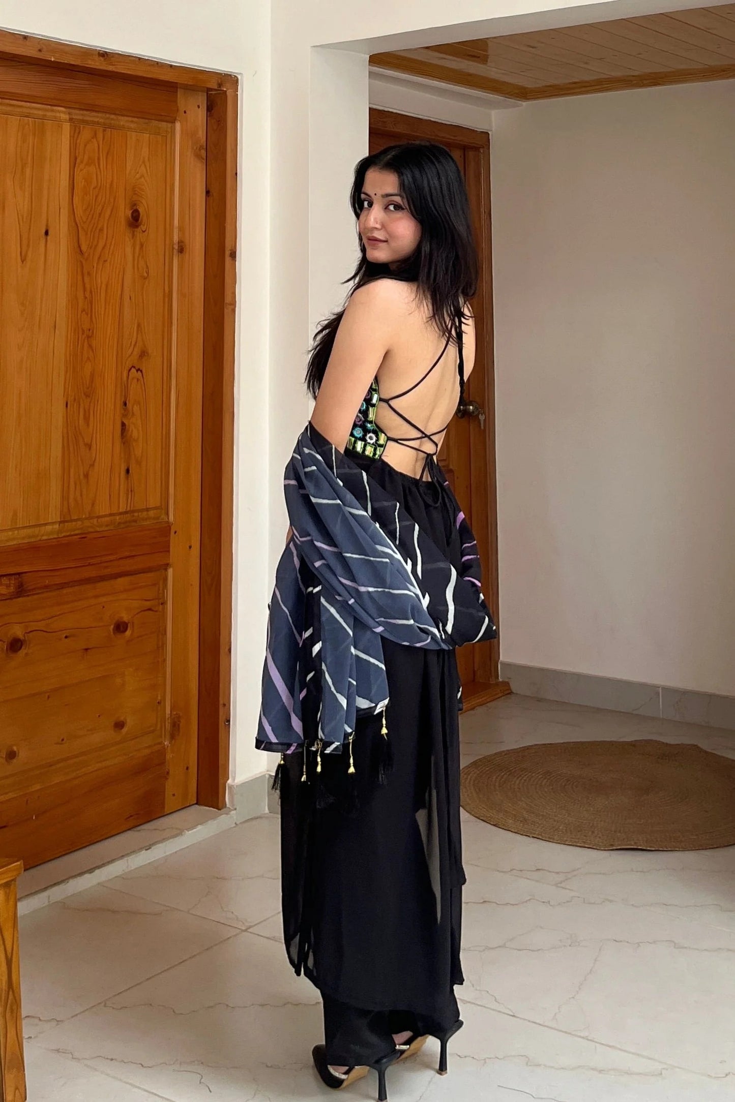 Designer Black Mirror Work Kurta Set | Festive, Wedding & Party Wear
