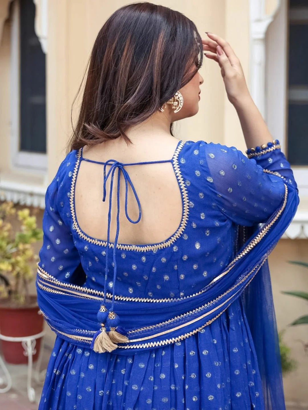 Designer Royal Blue Georgette Sharara Suit Set | Designer Embroidered Kurta & Sharara | Party & Wedding Wear