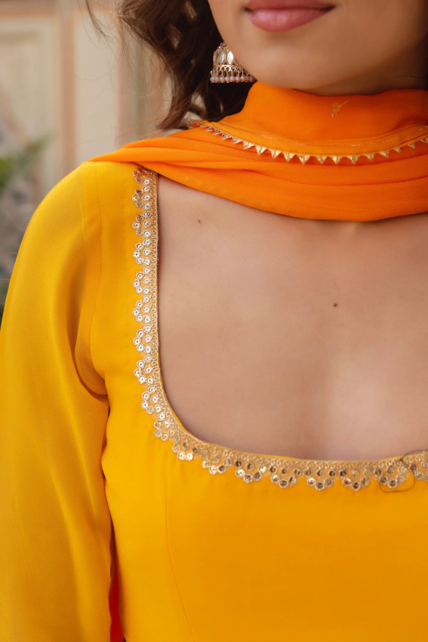 Yellow Georgette Pleated Anarkali Suit Set for Women – Party Wear Sangeet Wedding Outfit with Dupatta