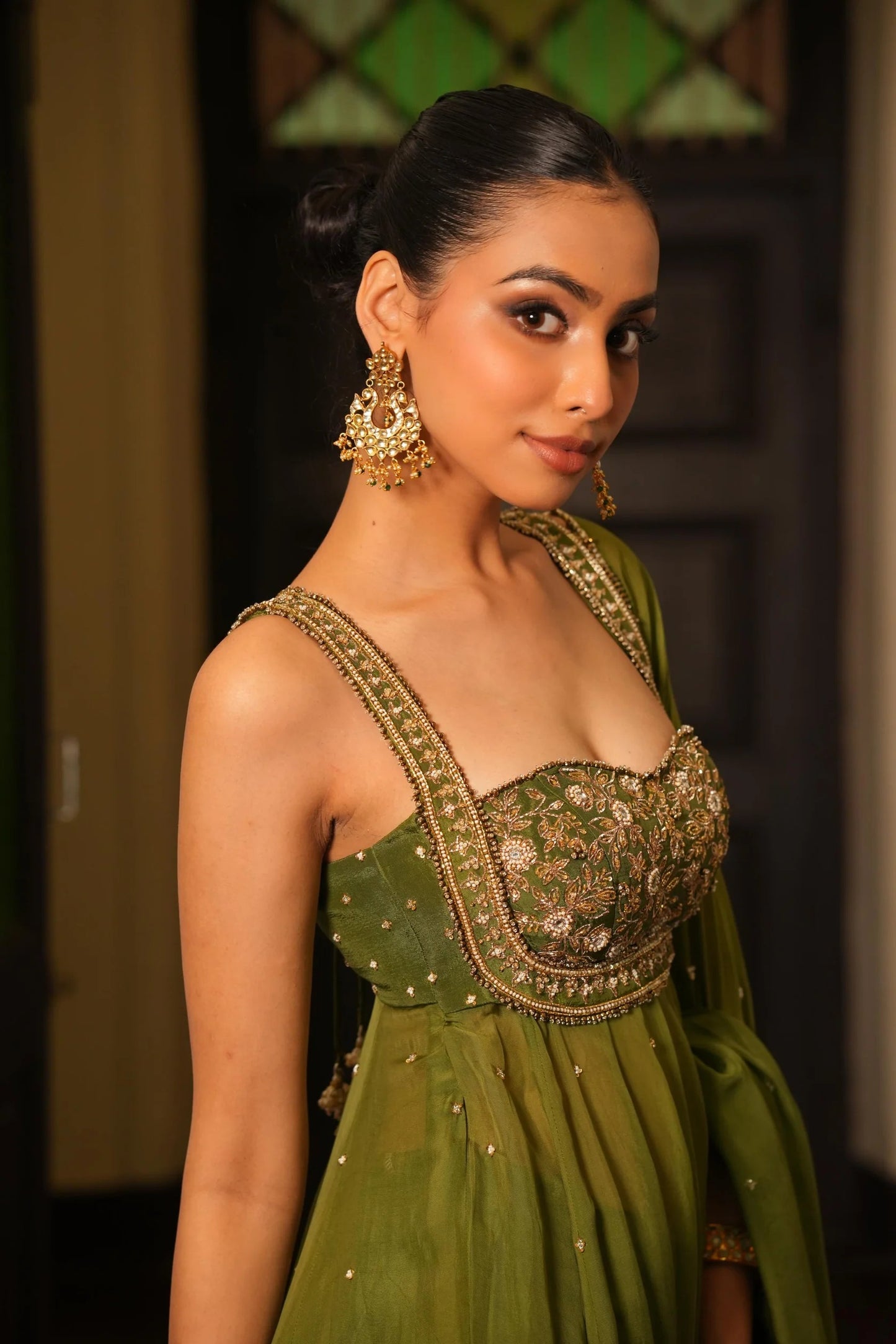 Wedding & Party Wear Mint Mehendi Green Anarkali With Sharara Set For Women Mint Mehendi