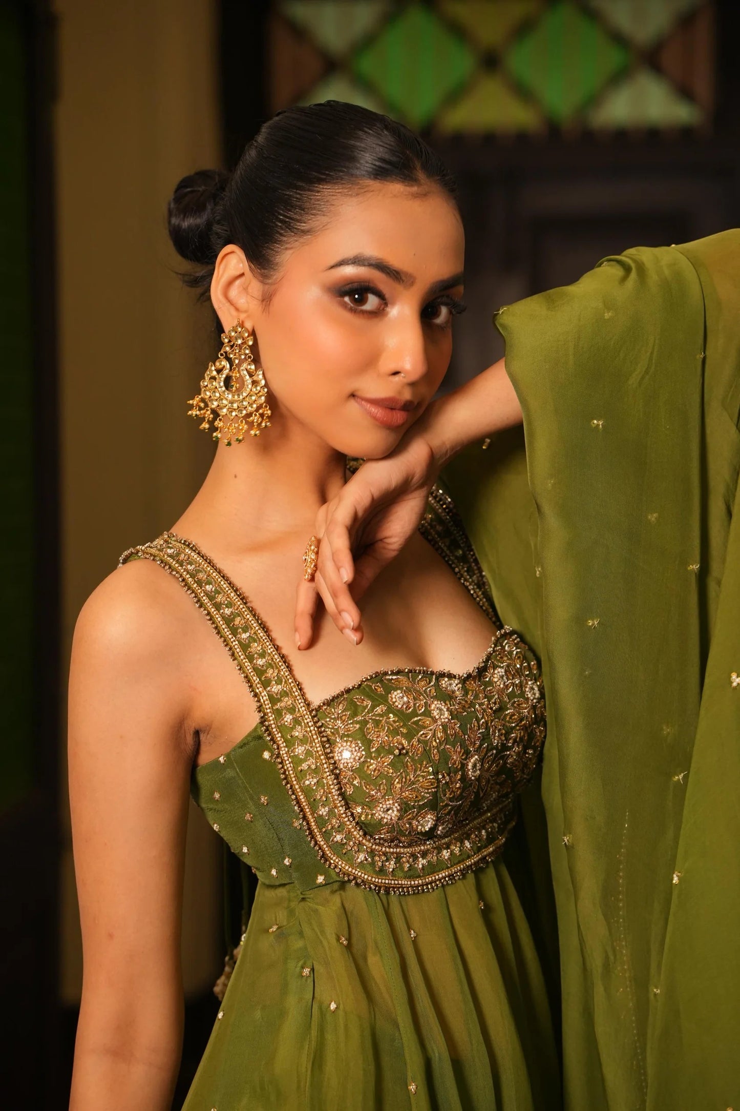 Wedding & Party Wear Mint Mehendi Green Anarkali With Sharara Set For Women Mint Mehendi