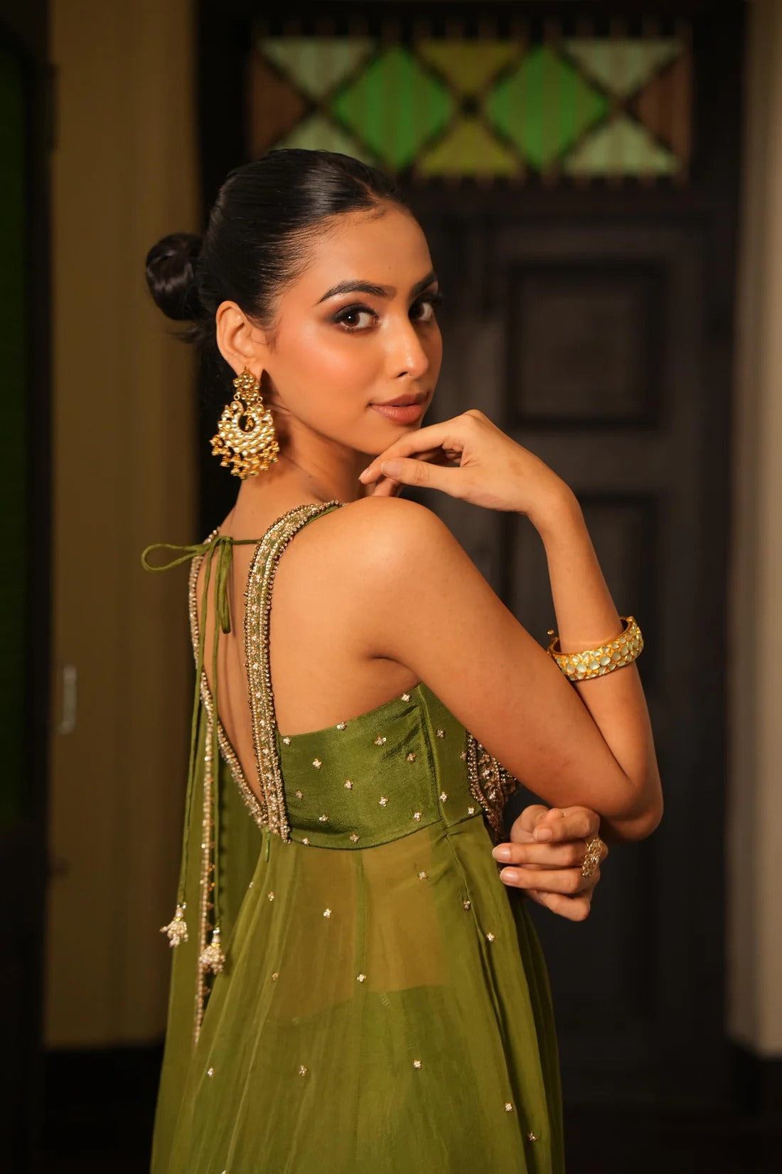 Wedding & Party Wear Mint Mehendi Green Anarkali With Sharara Set For Women Mint Mehendi
