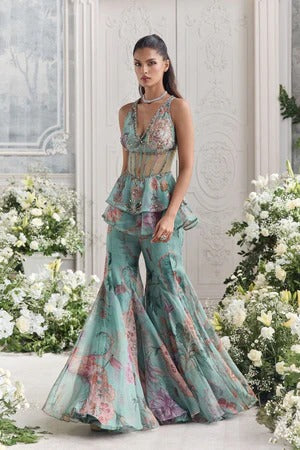 Modern Party & Wedding Wear Fox Georgette Printed sharara Suit for woman