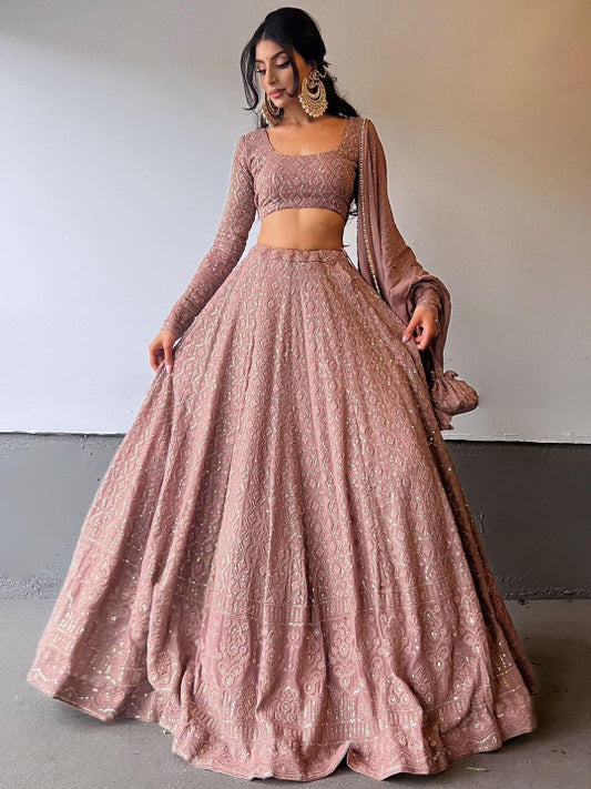 Designer Wedding Wear Lehenga Choli – Georgette Zari Sequin Embroidered Lehenga